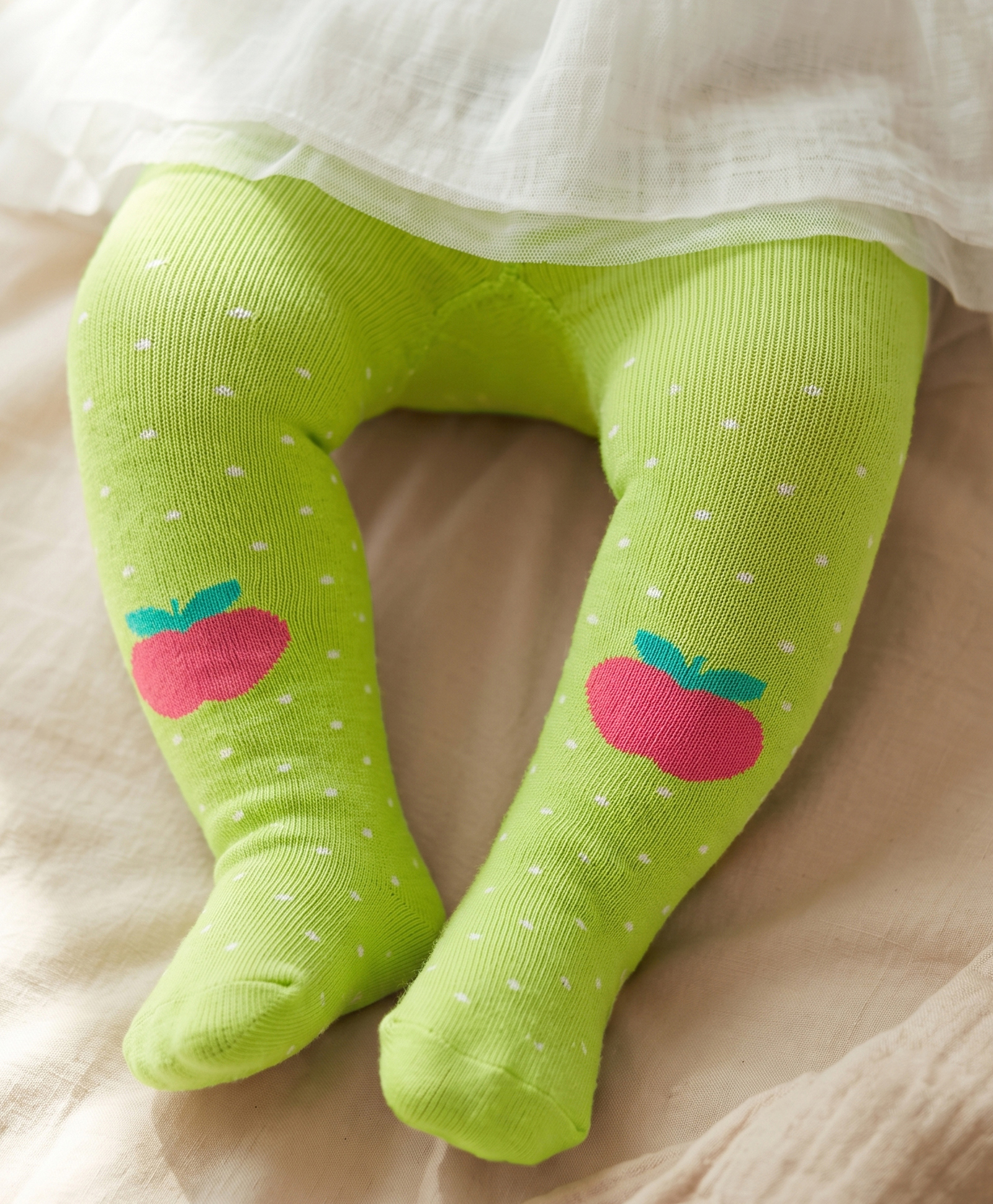 Cutewalk by Babyhug Anti Bacterial Footed Tights Apple Design - Green-image-6