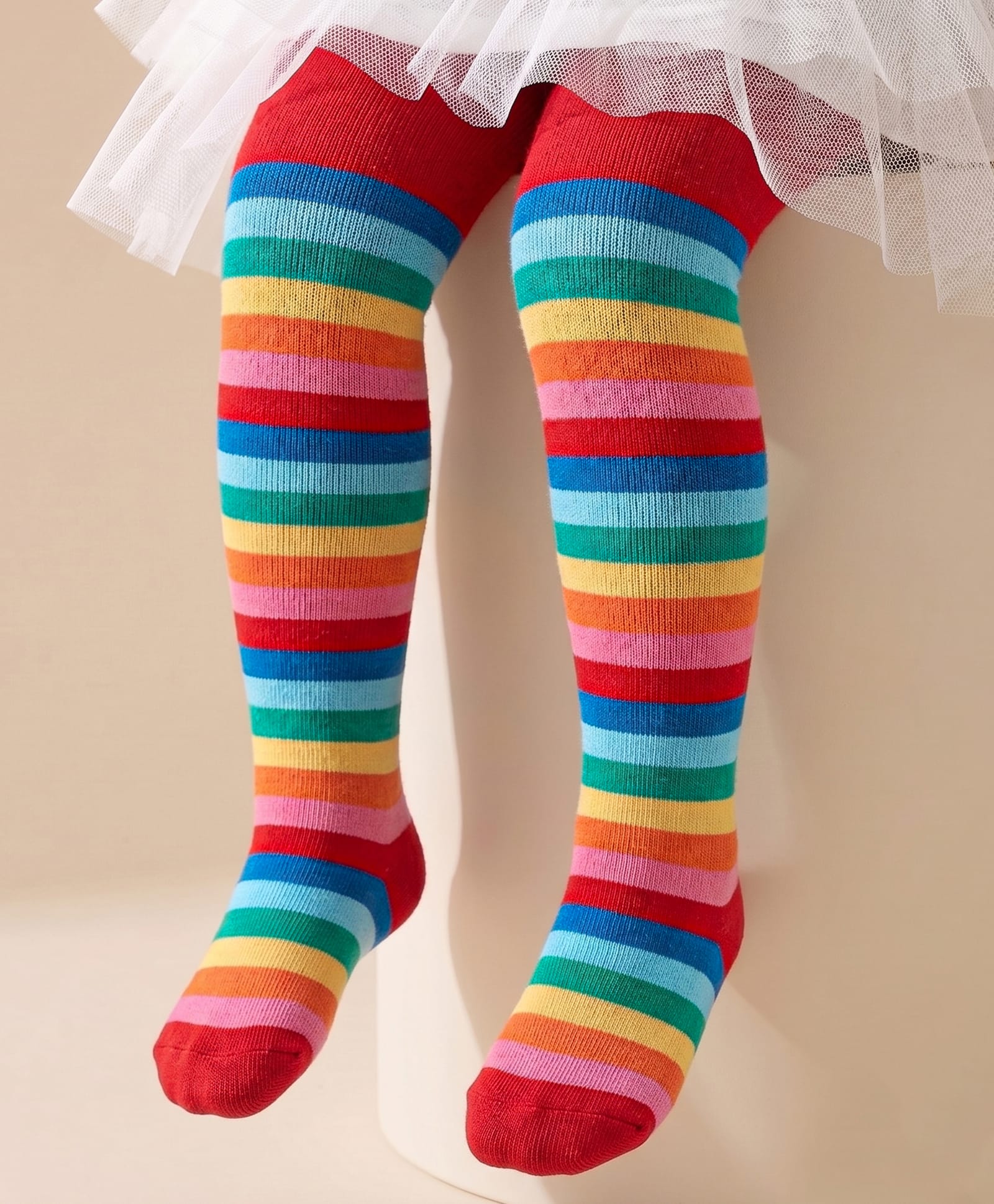 Cute Walk by Babyhug Knit Antibacterial Striped Footed Tights - Red-image-40