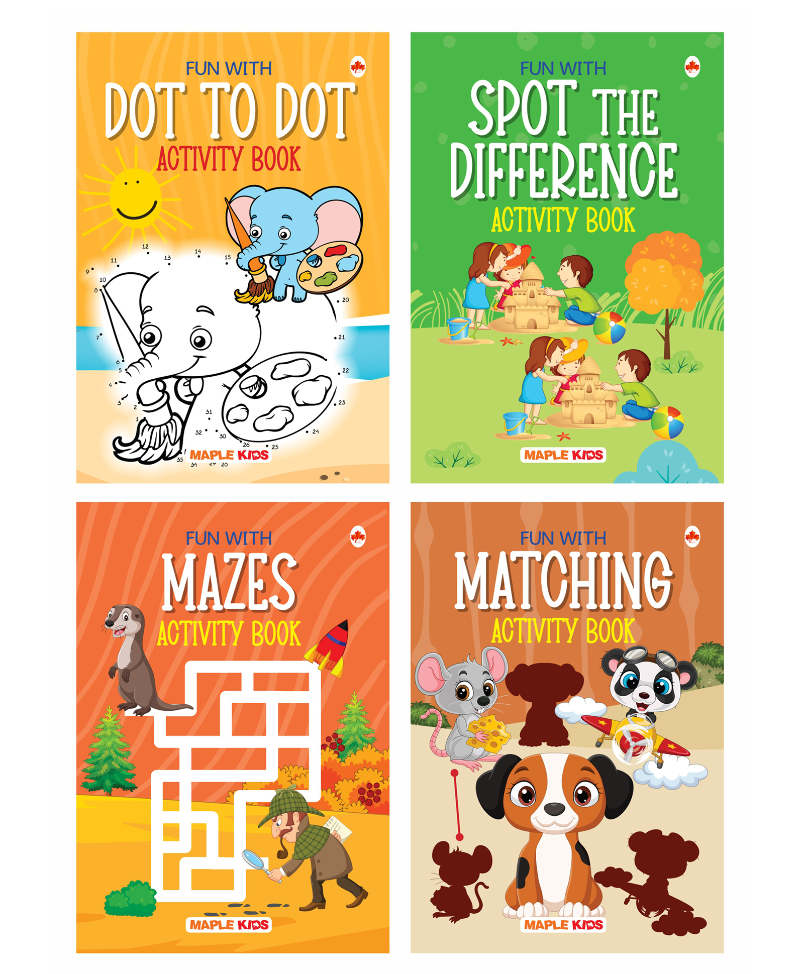 Brain Boosting Activity Book Set - Mazes Dot to Dot Spot the Difference and Matching Fun Early Learning Activity Books for Kids Set of 4 books - English-image-47