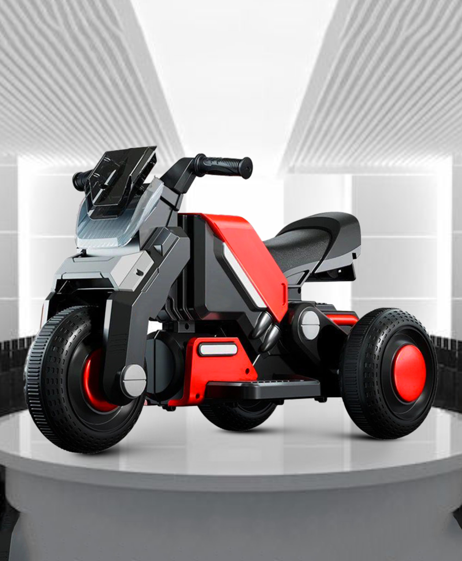 Kidsmate Hyrider 6V Electric Kids Bike with Rechargeable 6.5 Ah Battery Inbuilt Imported Motor Drive | Bluetooth Music Player,Front LED Light, Large Seat and Tyres & Foot Accelerator Pedal Bike - Red-image-11