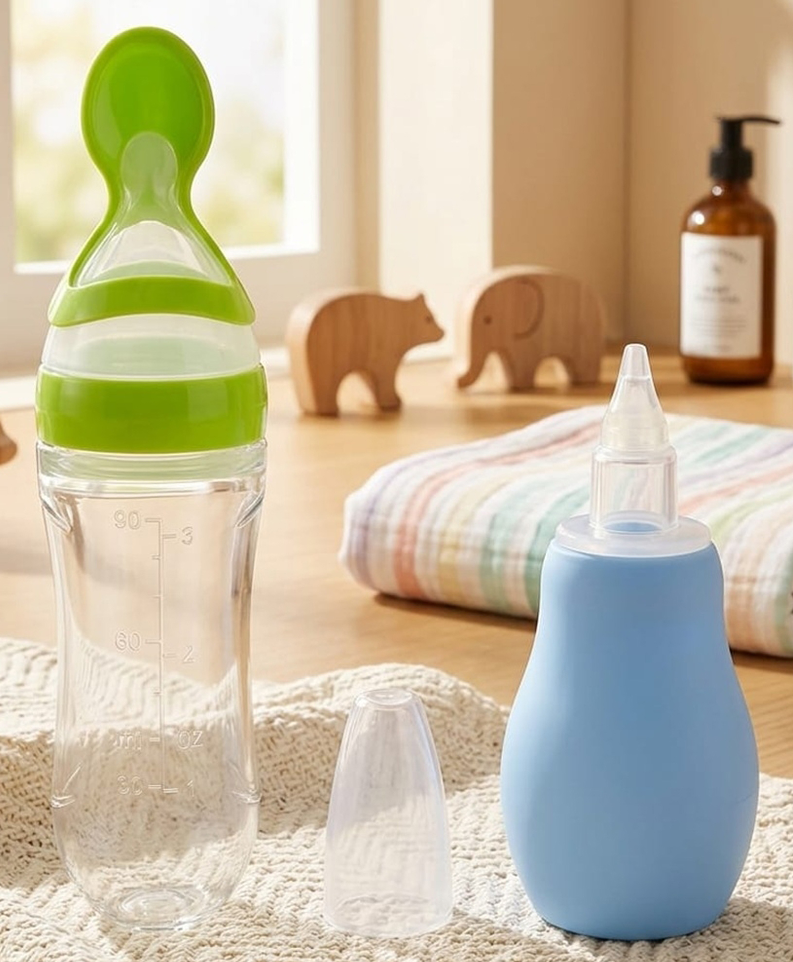 Baby Silicone  Nose Cleaner Nasal Aspirator and Silicone Easy Squeezy Spoon Food Feeder-image-25