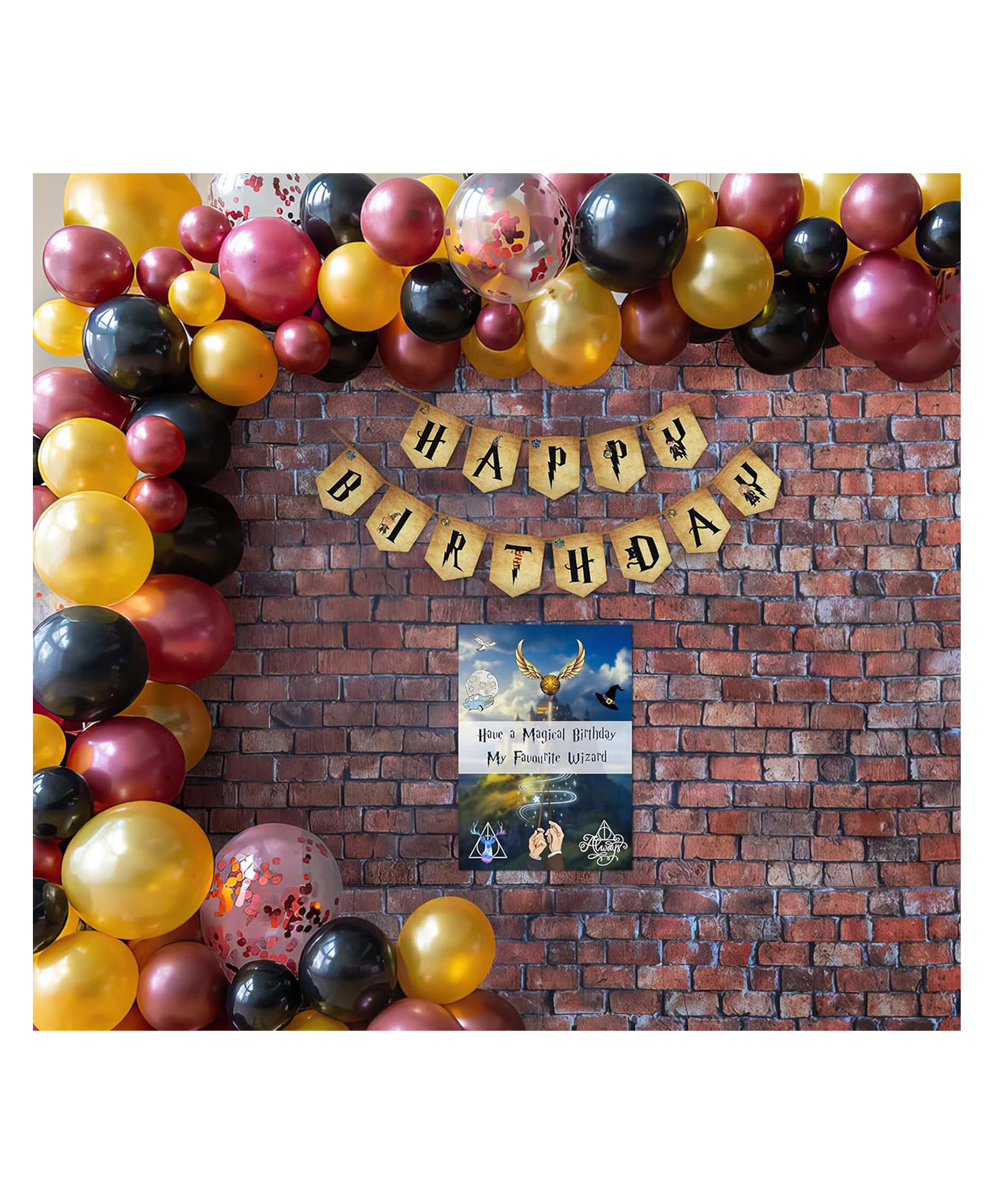 Special You Harry Potter Theme Birthday Decoration Items for kids with Harry Potter Poster and Black, golden and Burgundy balloons with confetti balloons- 66 items-picture-35