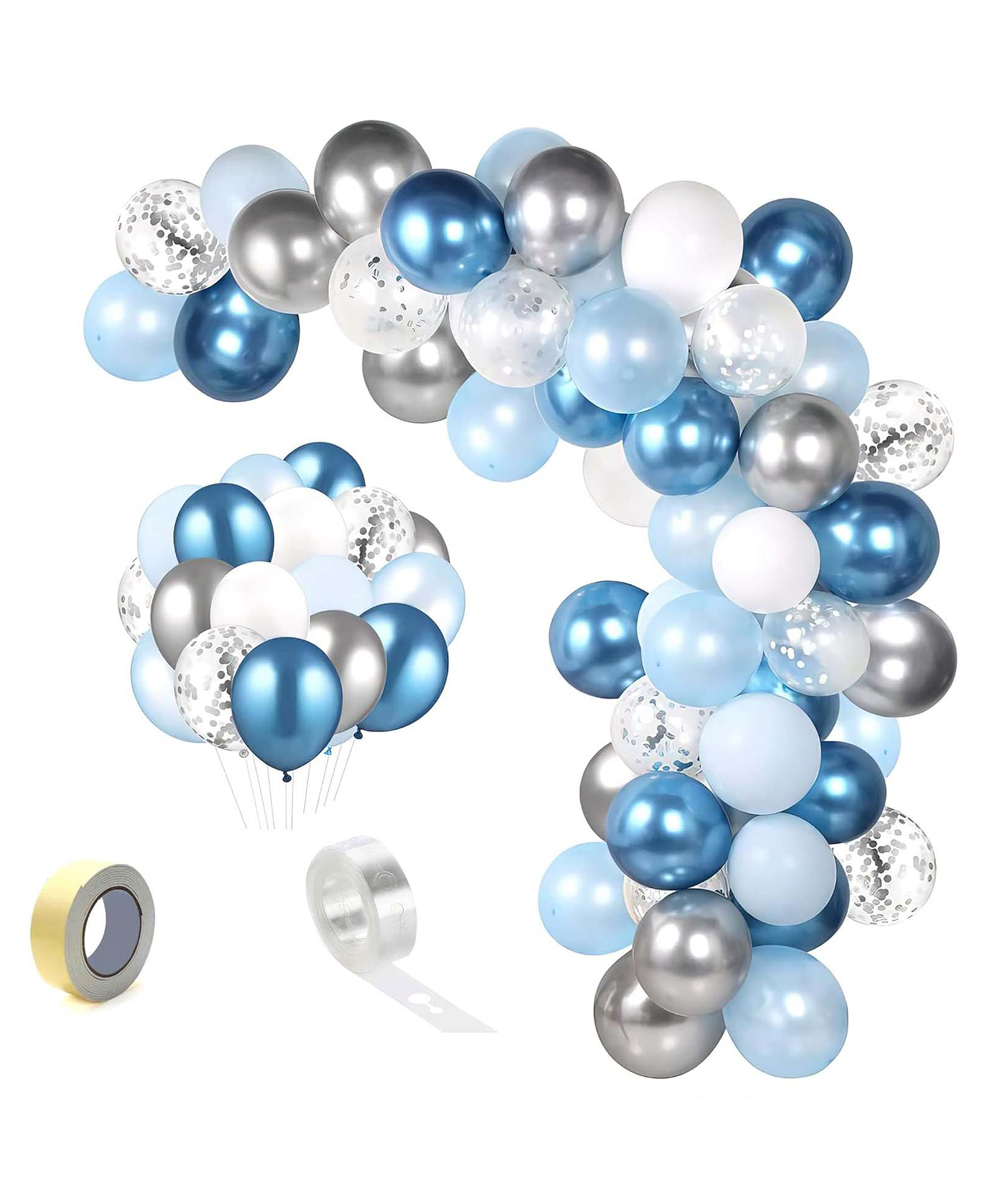 Special You Frozen theme birthday decoration items for girls, combo kit includes Metallic Blue, Pastel Blue, White & Silver confetti balloons - 50 Pcs-image-33