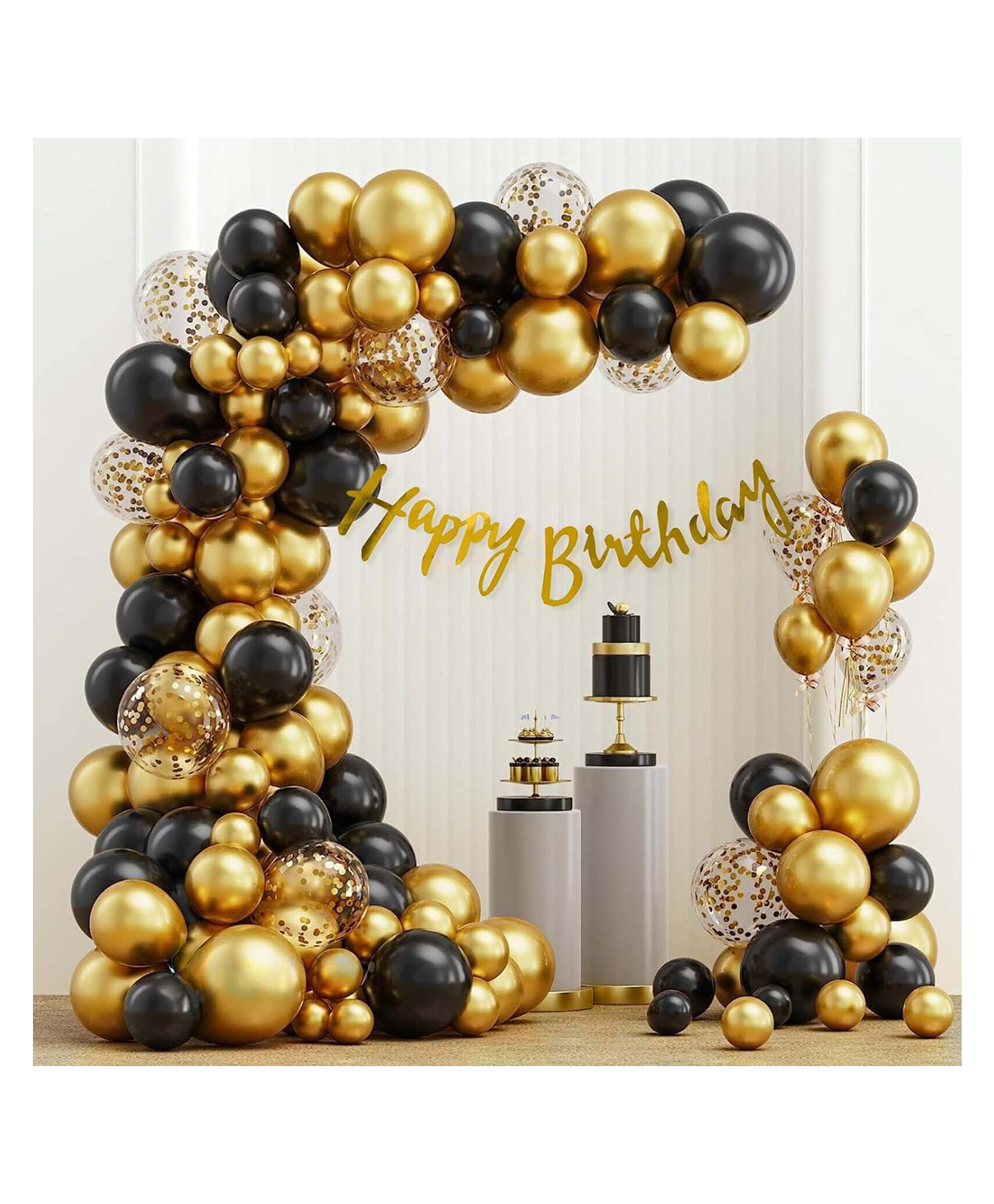 Special You Black & gold theme Birthday Decoration items for Boy, Balloon Decoration for birthday , Birthday backdrop for decoration , Birthday decoration kit -51 pcs-image-29