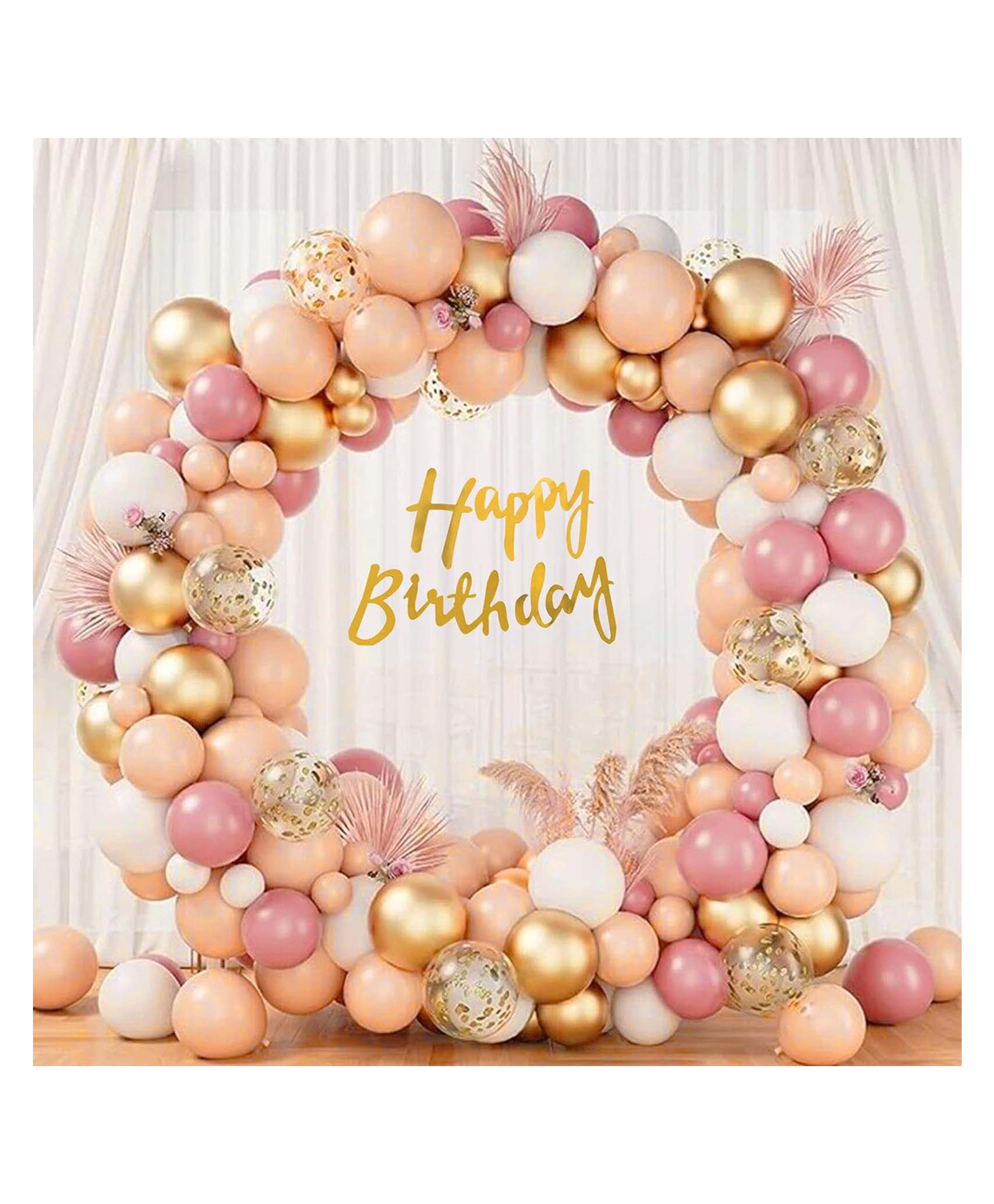 Special You Pastel Theme Birthday Decoration items for girls, pastel balloons for decoration, Peach, Gold, Pink and white balloons for decoration, balloons for birthday decor - 57 items-picture-46