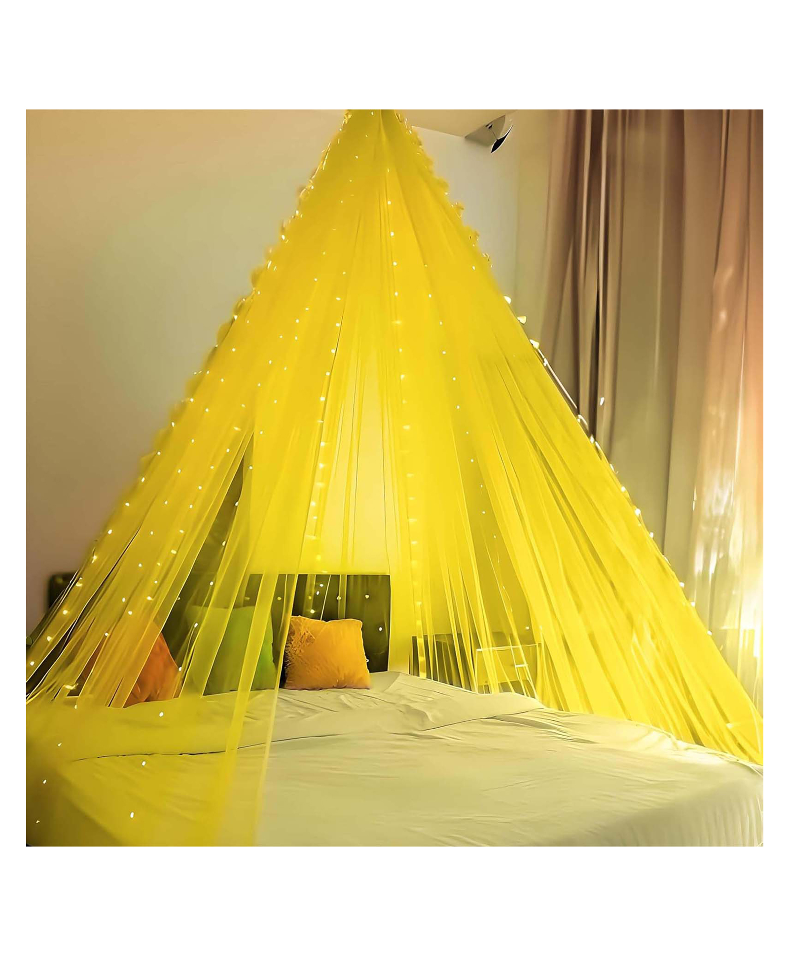 Special You Yellow net Curtain & Fairy Light for Decoration, Backdrop Cloth for Decoration, Birthday, Canopy Tent for decoration-7pcs-picture-12