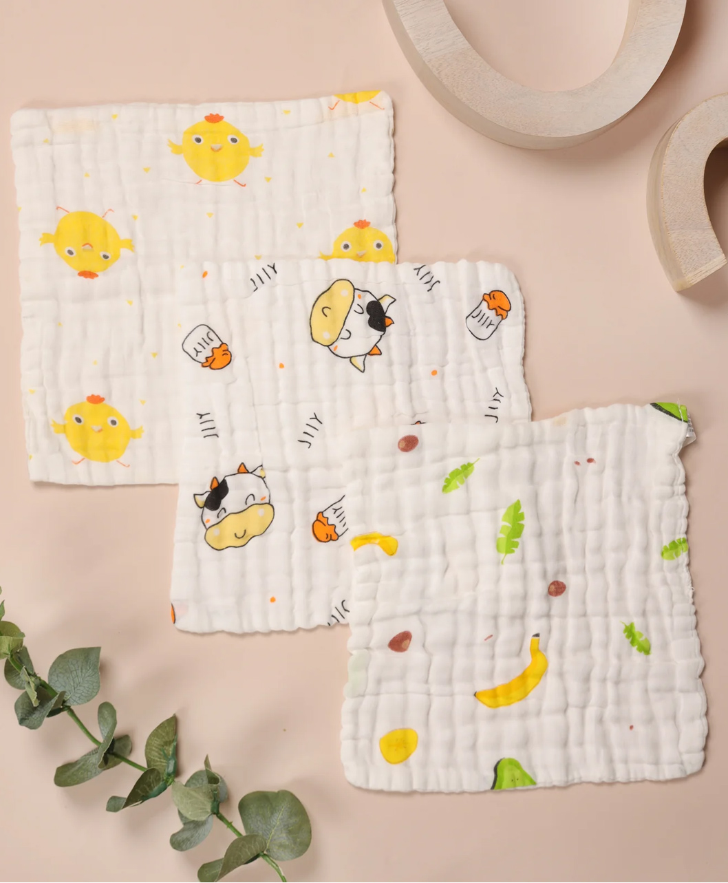 Kicks & Crawl-Moo Moo Wash Cloth White - Pack of 3-image-45