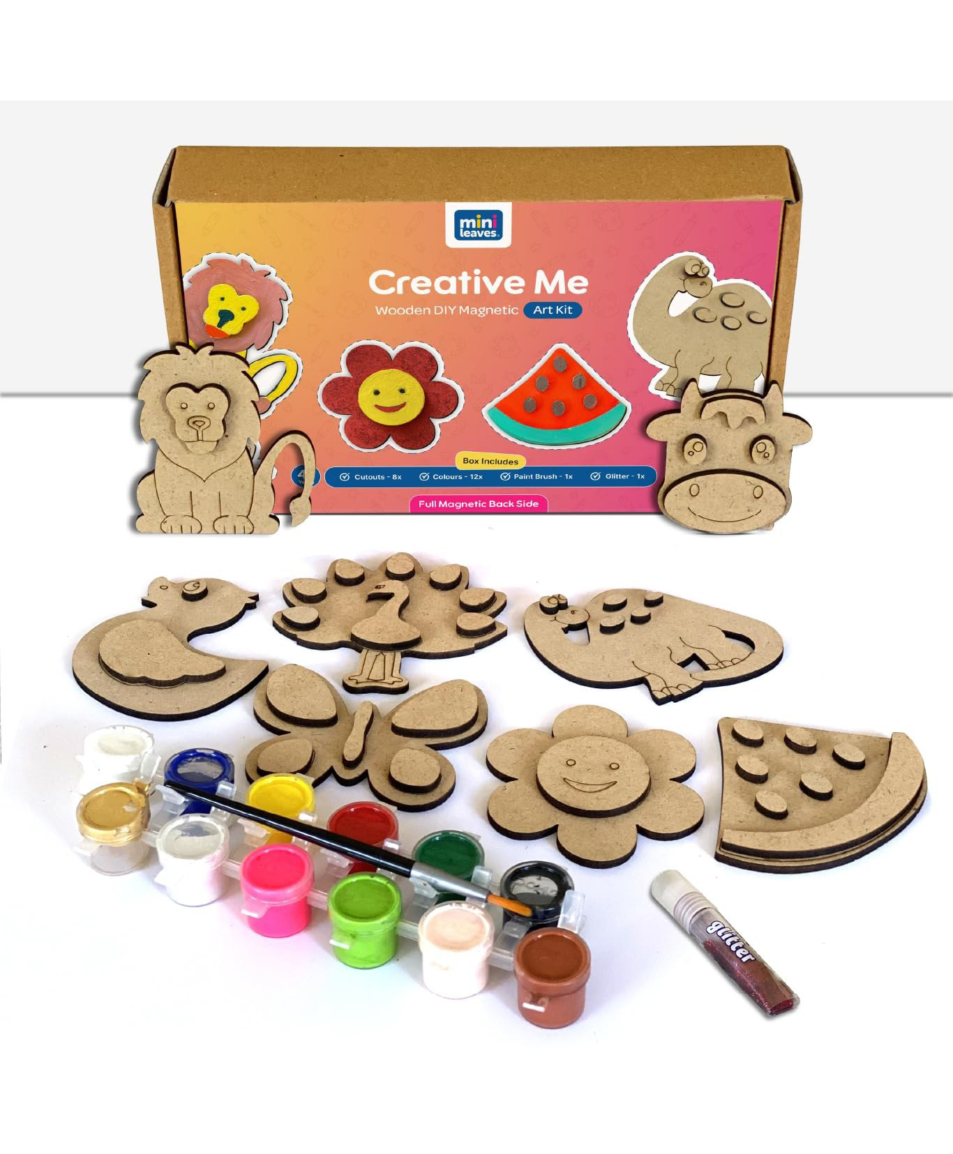 minileaves Mini Leaves Creative Me Wooden Fridge Magnets DIY Art and Craft Paint kit - 22 Pieces-picture-21