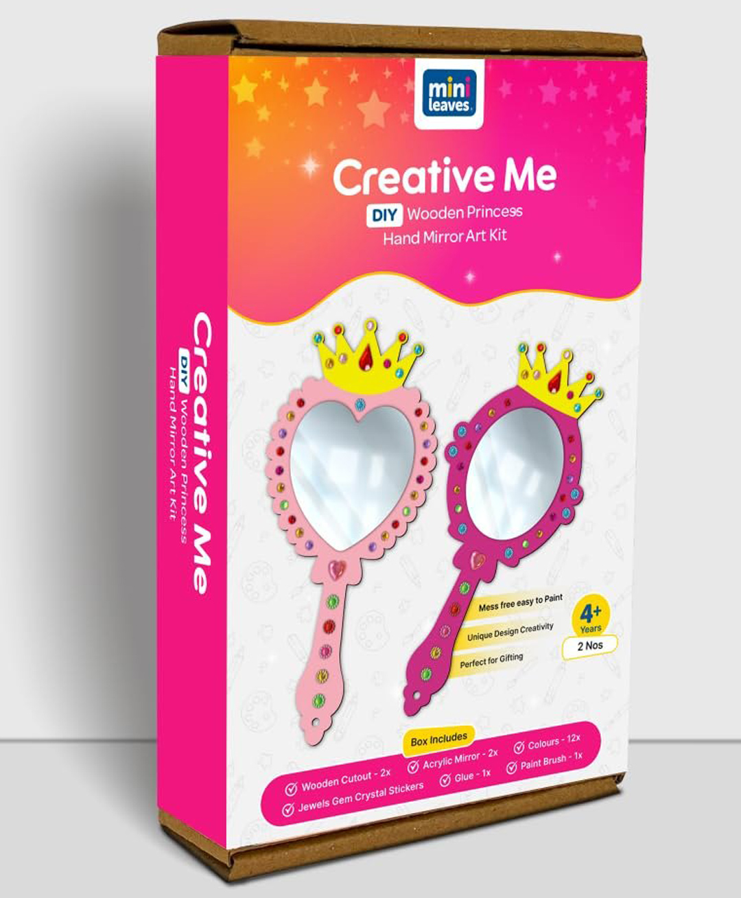 minileaves Mini Leaves "Creative Me Wooden Mirror DIY Art and Craft Paint kit for Kids 6+ Years -  Set of 2-picture-10