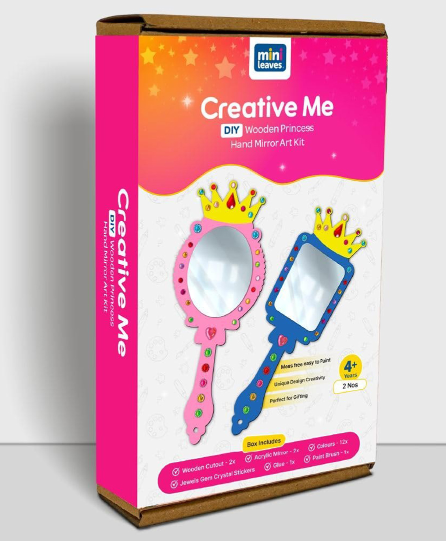 minileaves Mini Leaves "Creative Me Wooden Mirror DIY Art and Craft Paint kit for Kids 6+ Years -  Set of 2-picture-35