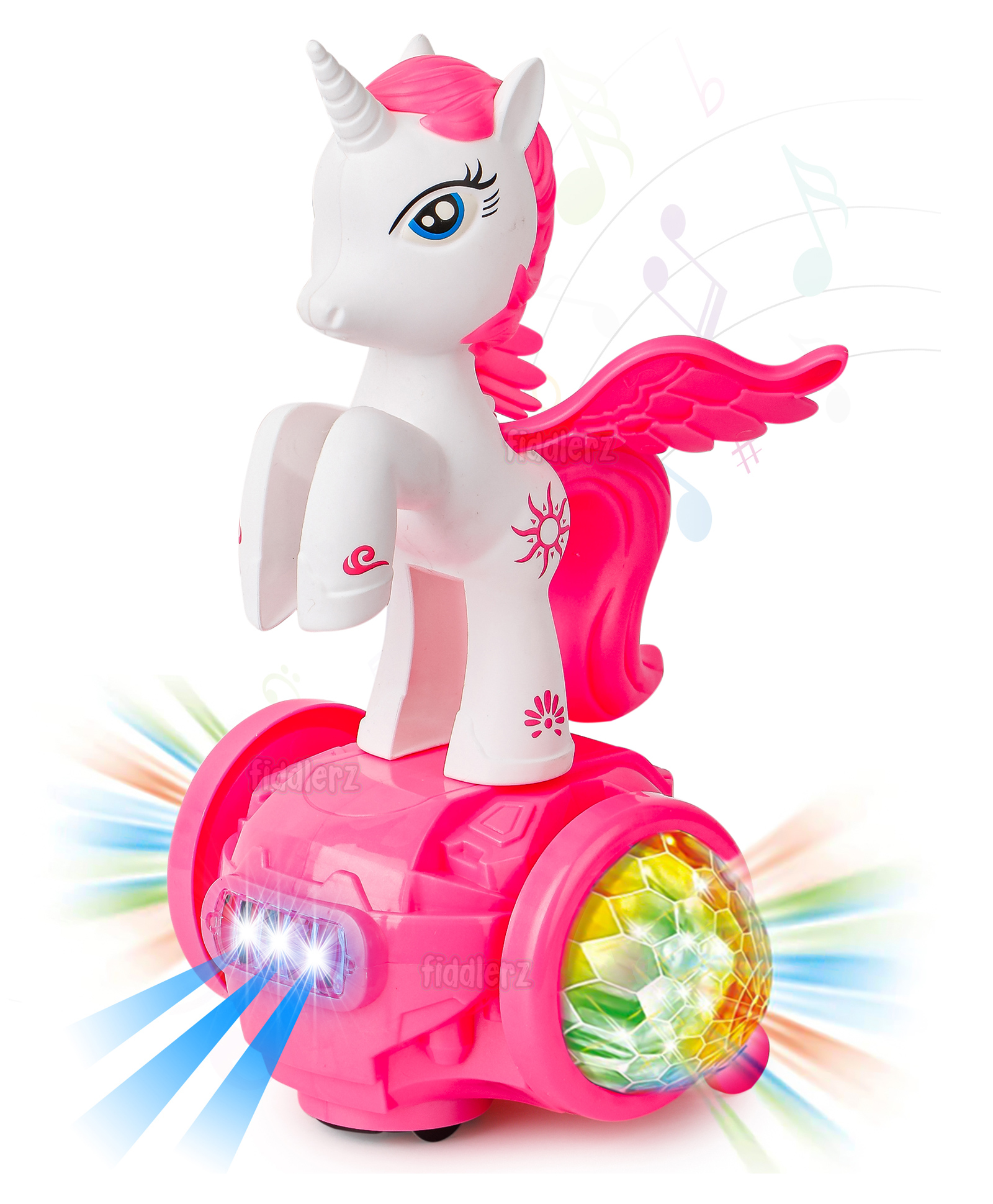 Fiddlerz 360 Degree Rotating Musical Toy Unicorn with 5D Light & Sound Toy - Pink-picture-16