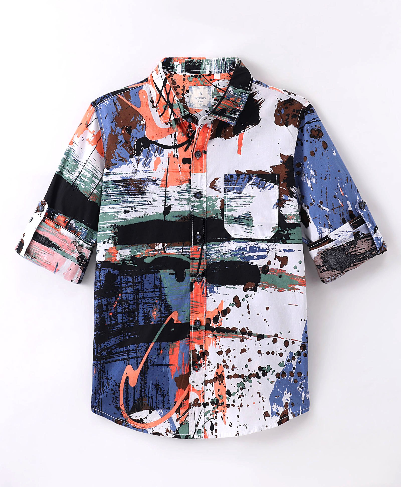 INFINITY Cotton Full Sleeves Abstract Printed Shirt - Multi Colour-picture-23