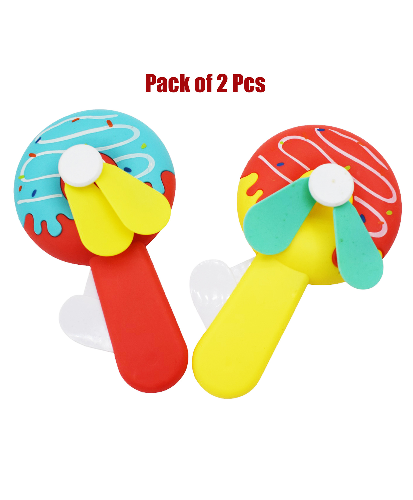 Asera Mini Baby Portable Hand Pressure Fan - Toy Fan For Kids Without Battery - Fan Toy For Kids (Donut Fan 2 Pcs)-picture-11