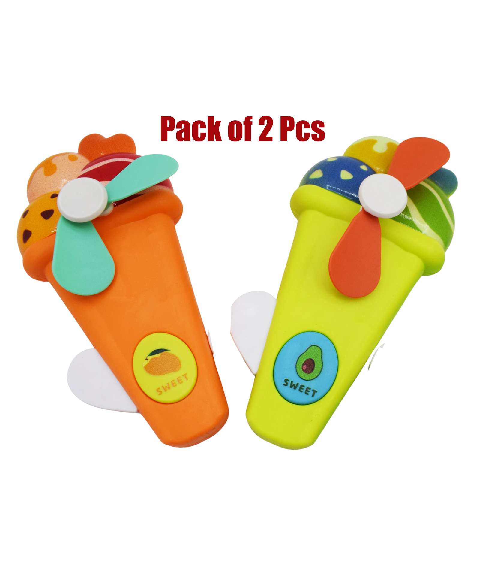 Asera Mini Baby Portable Hand Pressure Fan - Toy Fan For Kids Without Battery - Fan Toy For Kids (Ice Cream Fan 2 Pcs)-picture-7