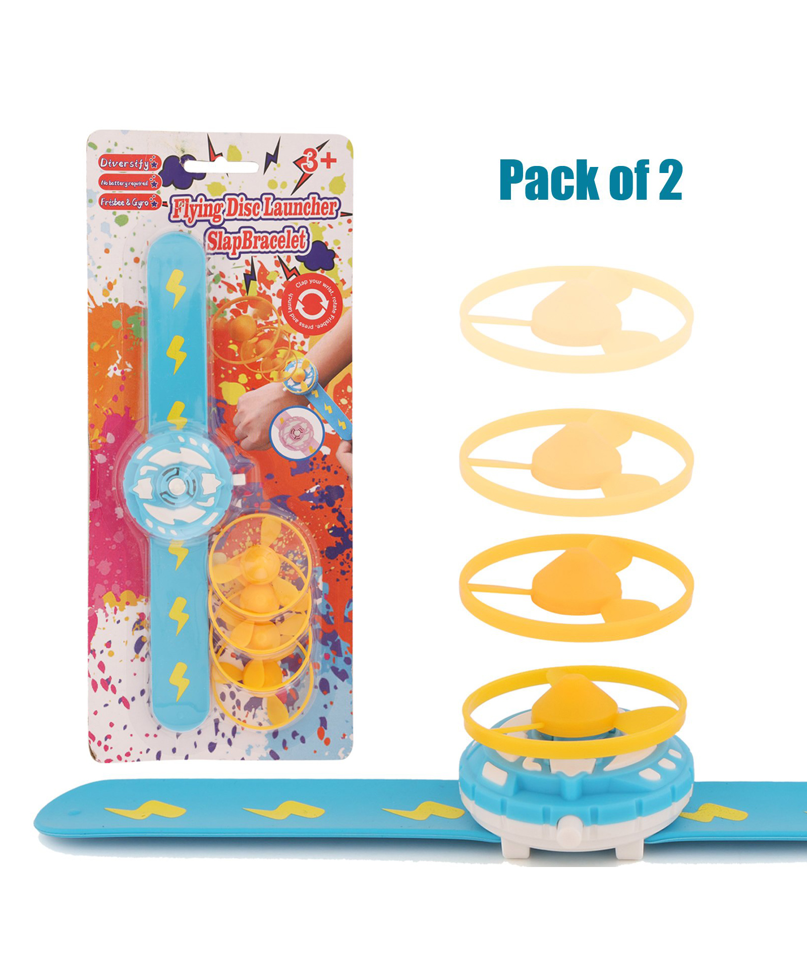 Asera Flying Disc Launcher Slap Bracelet Band for Kids (Flying Disc Slap Bracelet 2 Pcs)-image-30