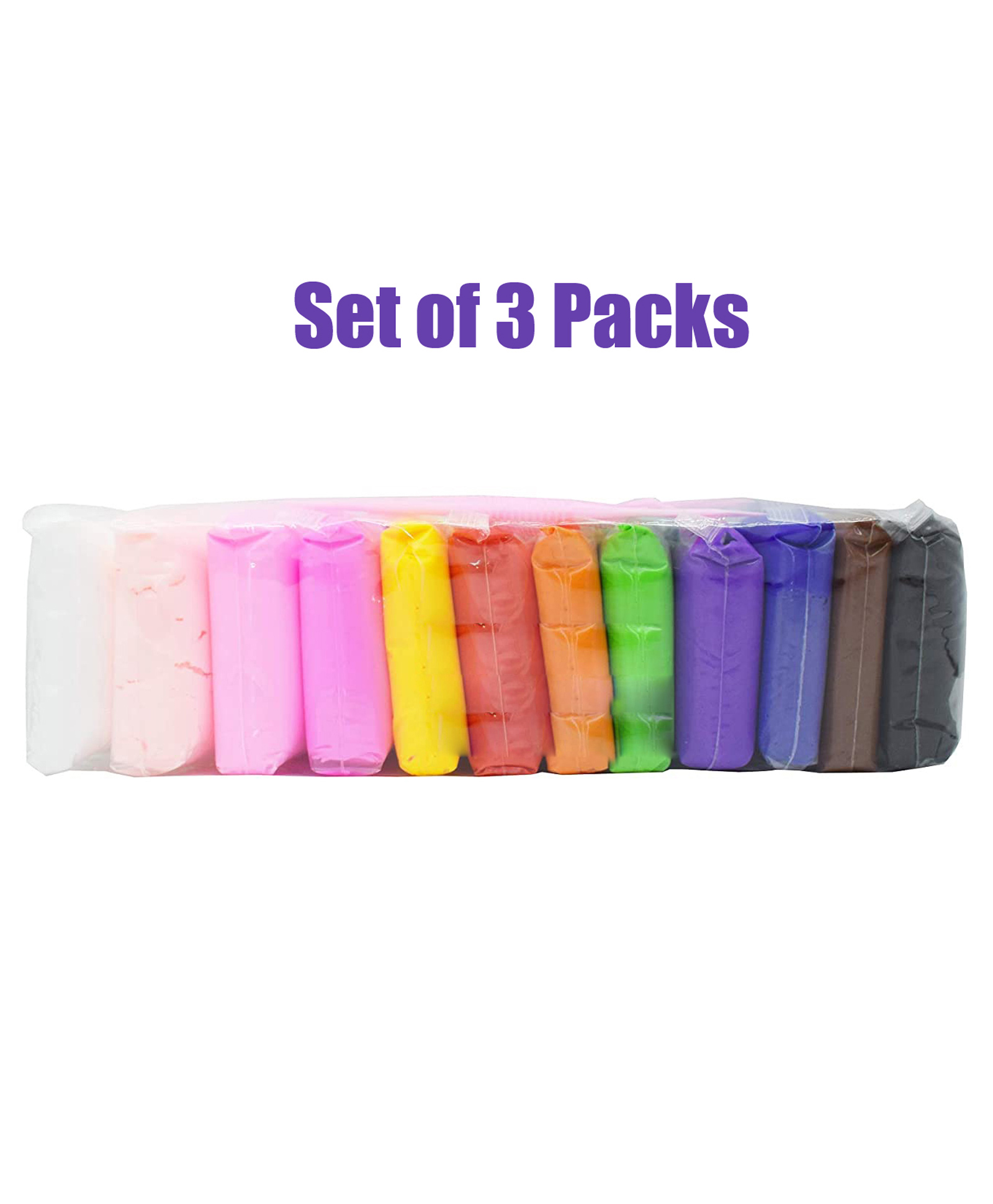 Asera Colors Air Dry DIY Ultra Light Modelling Bouncing Clay Pack of 3 - Multicolor-picture-23