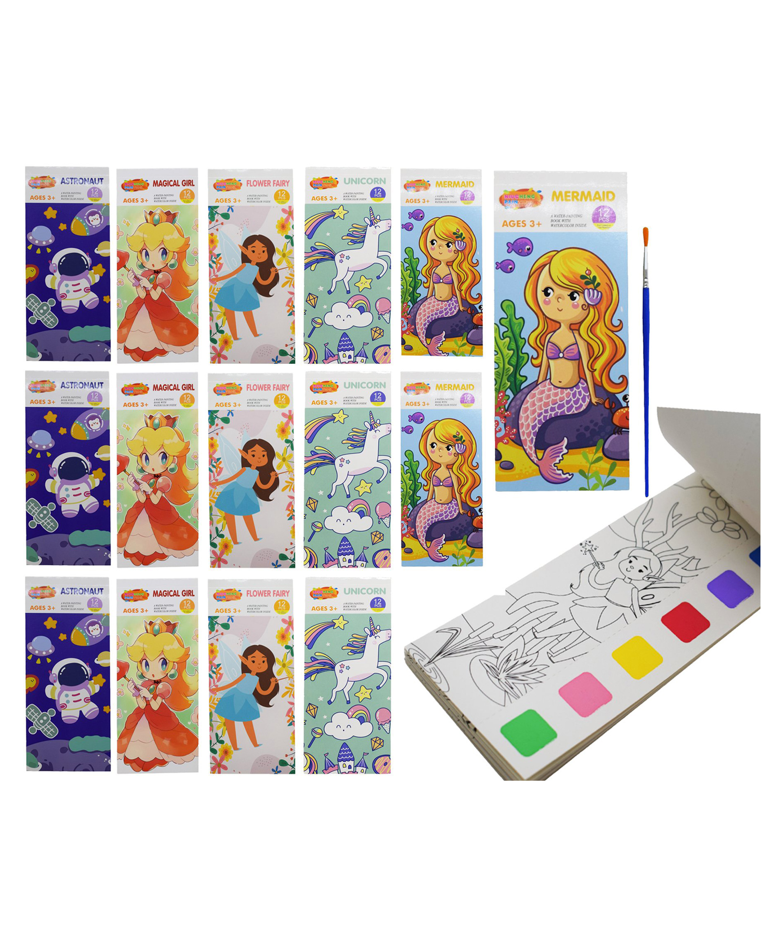 Asera Magic Coloring Book for Kids Activity Books for Children Coloring Books for Kids Ages 4-8 Years 12 Sheet Cartoon Painting kit with Brush for Birthday Return Gift (Set of 15)-picture-18
