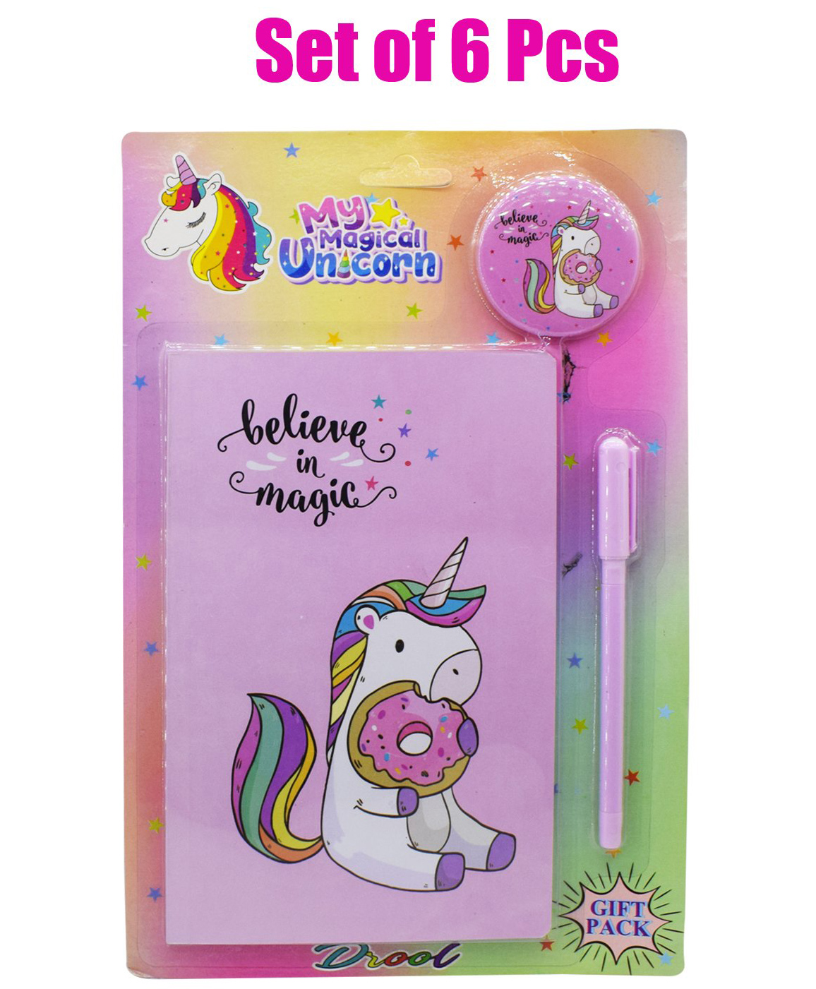 Asera Unicorn Stationery Gift Set for Kids Diary, Pen & Badge Gift Set for Girls Party Favor Return Gift for Birthday Gift (Unicorn 6 Pcs)-picture-37