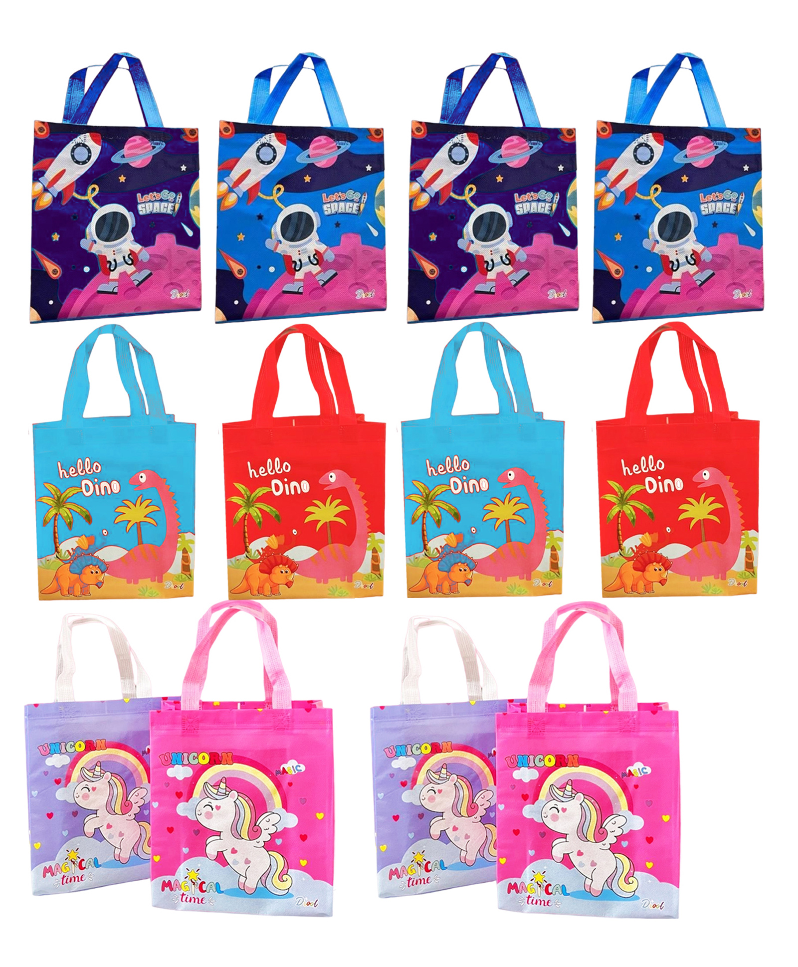 Asera Unicorn, Dino & Space Theme Carry Bags Return Gifts for Birthday for Kids Pack of 12- Multicolor-picture-9