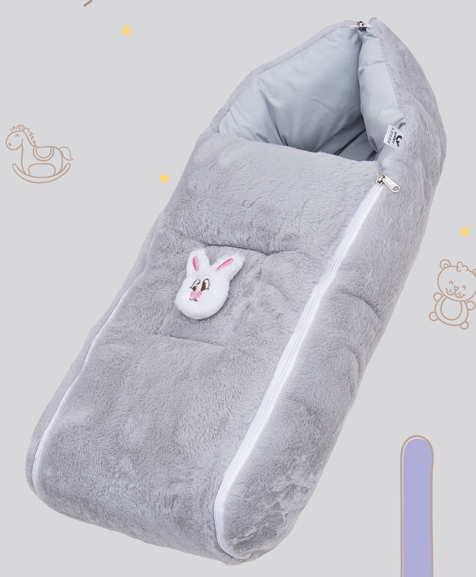 VoiDrop Velvet Baby Carry Bed for New Born Babies & Infants 0-6 Months 2 in 1 Sleeping Bag  (Grey)-picture-48