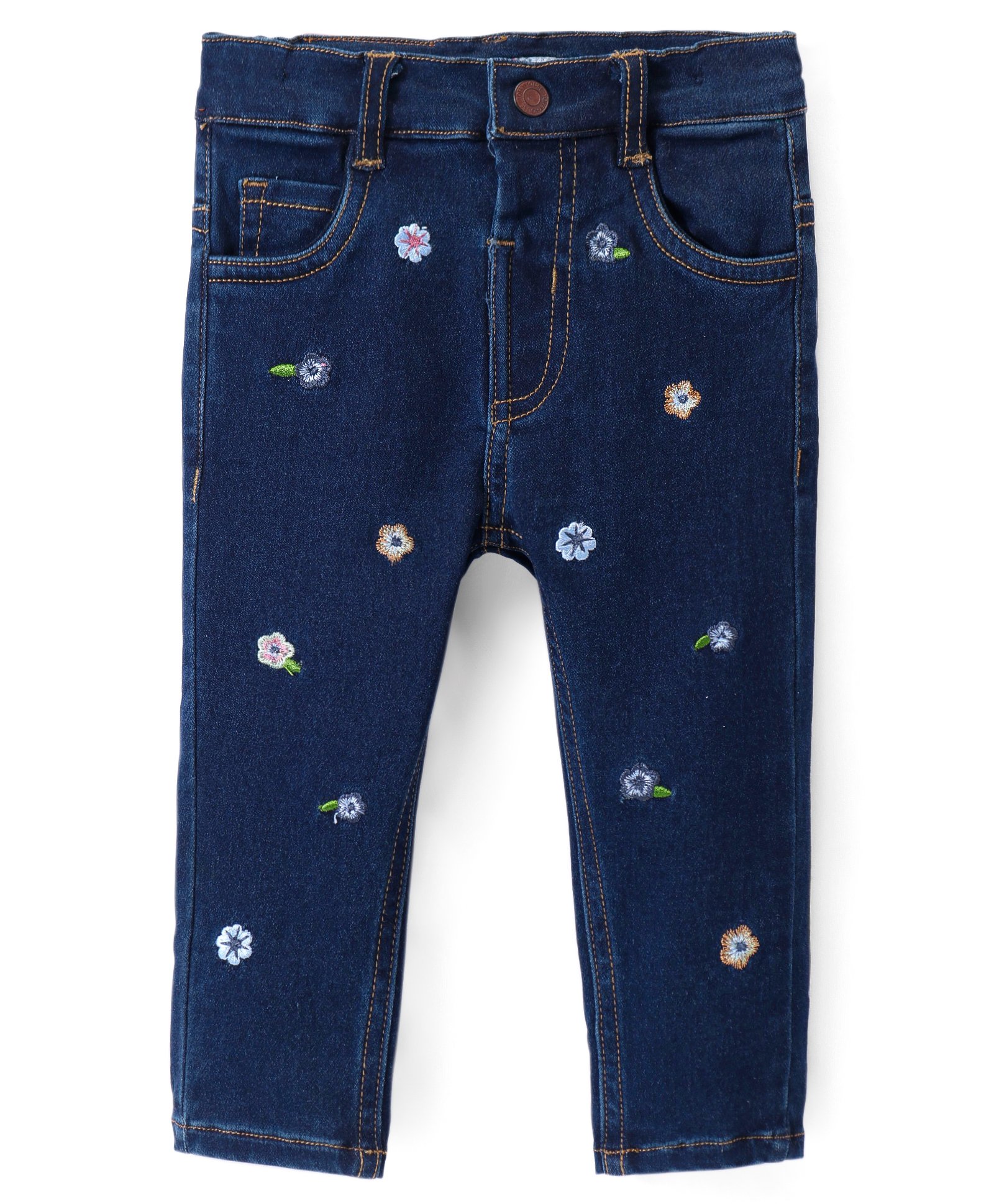 ToffyHouse Denim Woven Full Length Jeans With Floral Embroidery - Navy Blue-picture-11