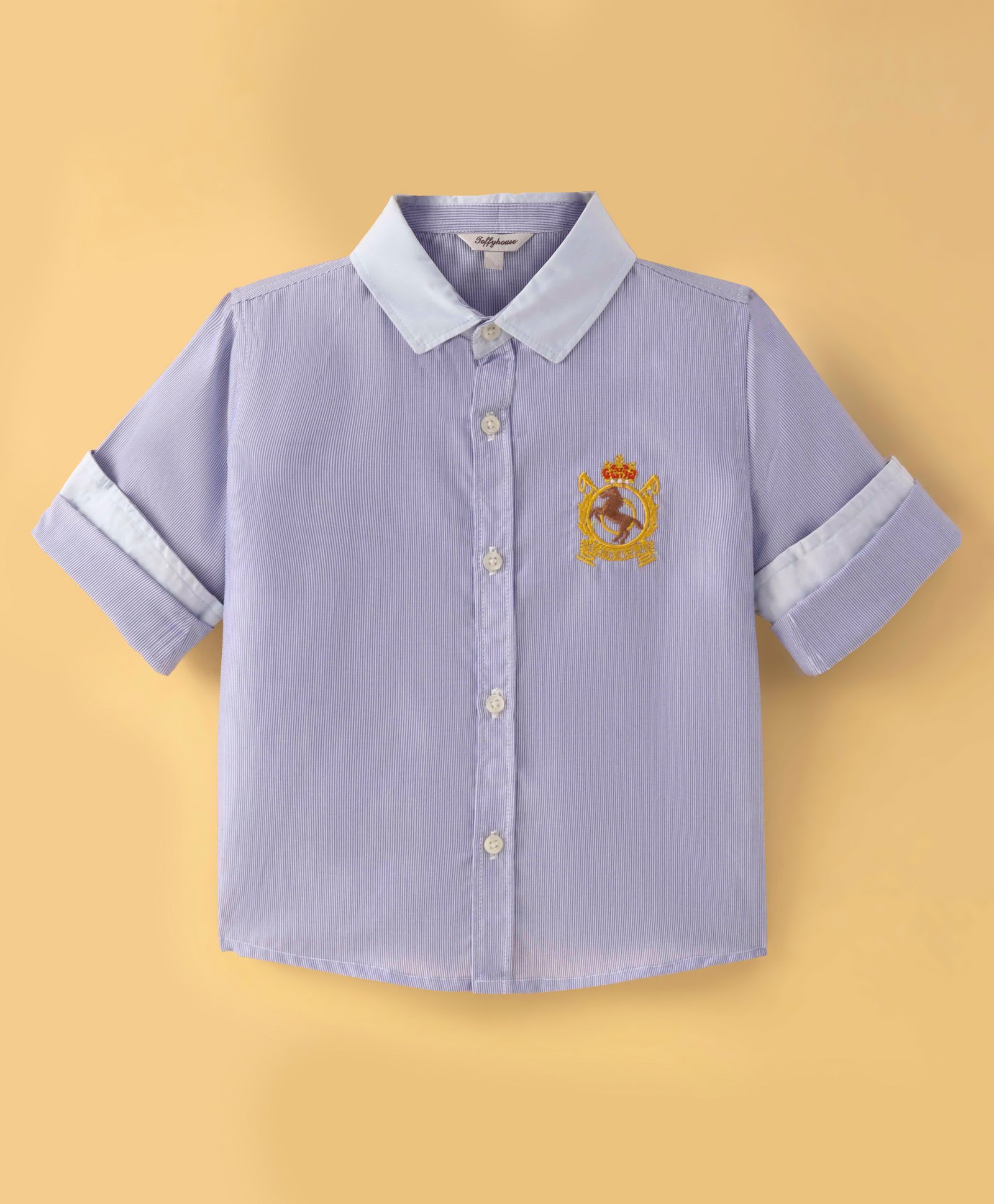 ToffyHouse 100% Woven Cotton Yarn Dyed Striped Full Sleeves Shirt - Blue-image-49