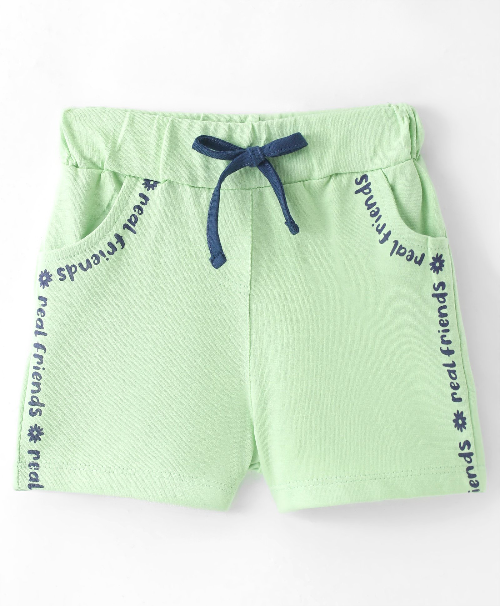 Evimo Looper Knit Knee Length Shorts with Text Print - Green-picture-13