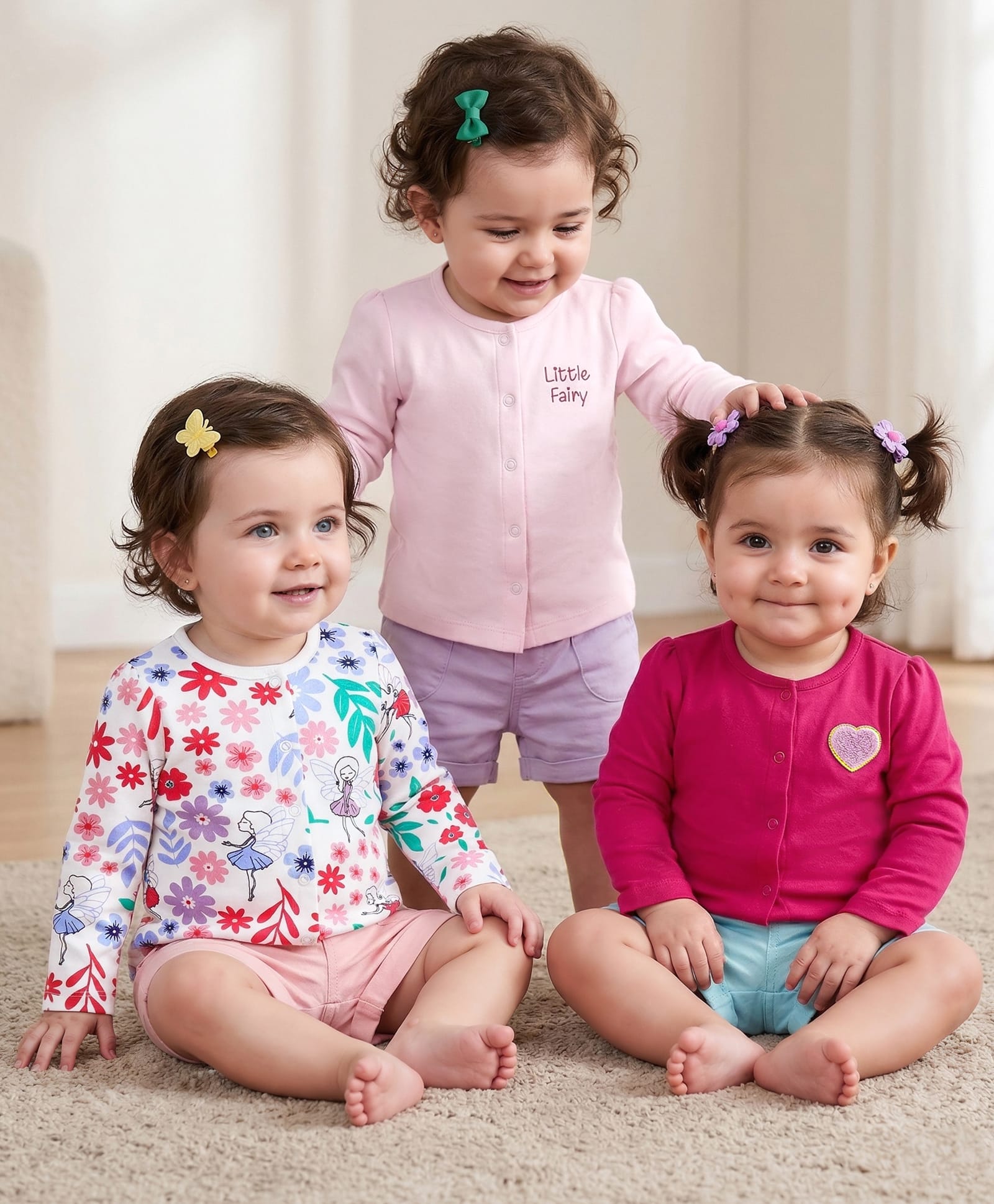 Babyoye 100% Cotton Knit Full Sleeves Floral Printed Jhablas Pack of 3 - Multicolour-image-21