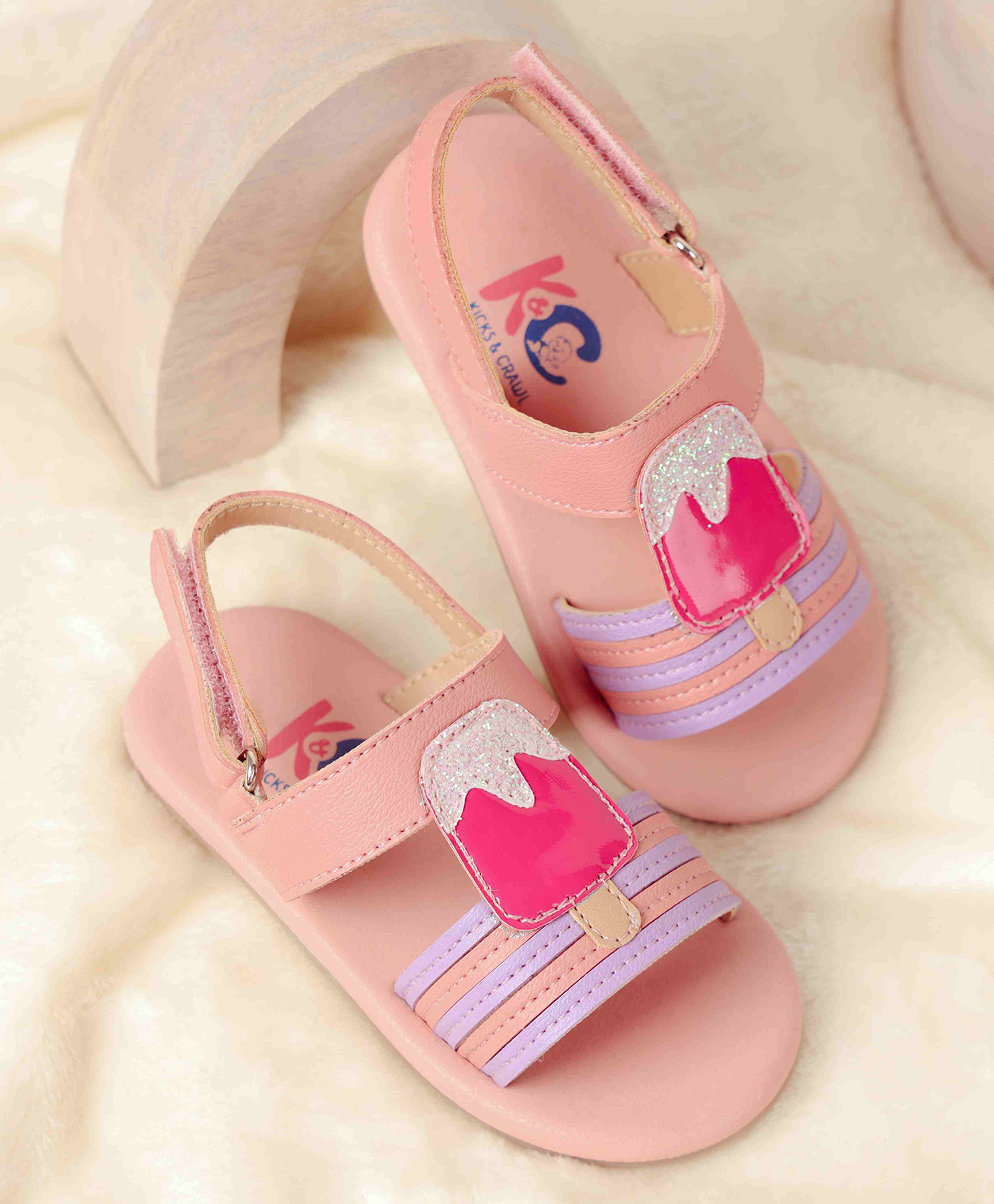 Kicks & Crawl Candy Detailed Velcro Closure Sandals - Pink-picture-14