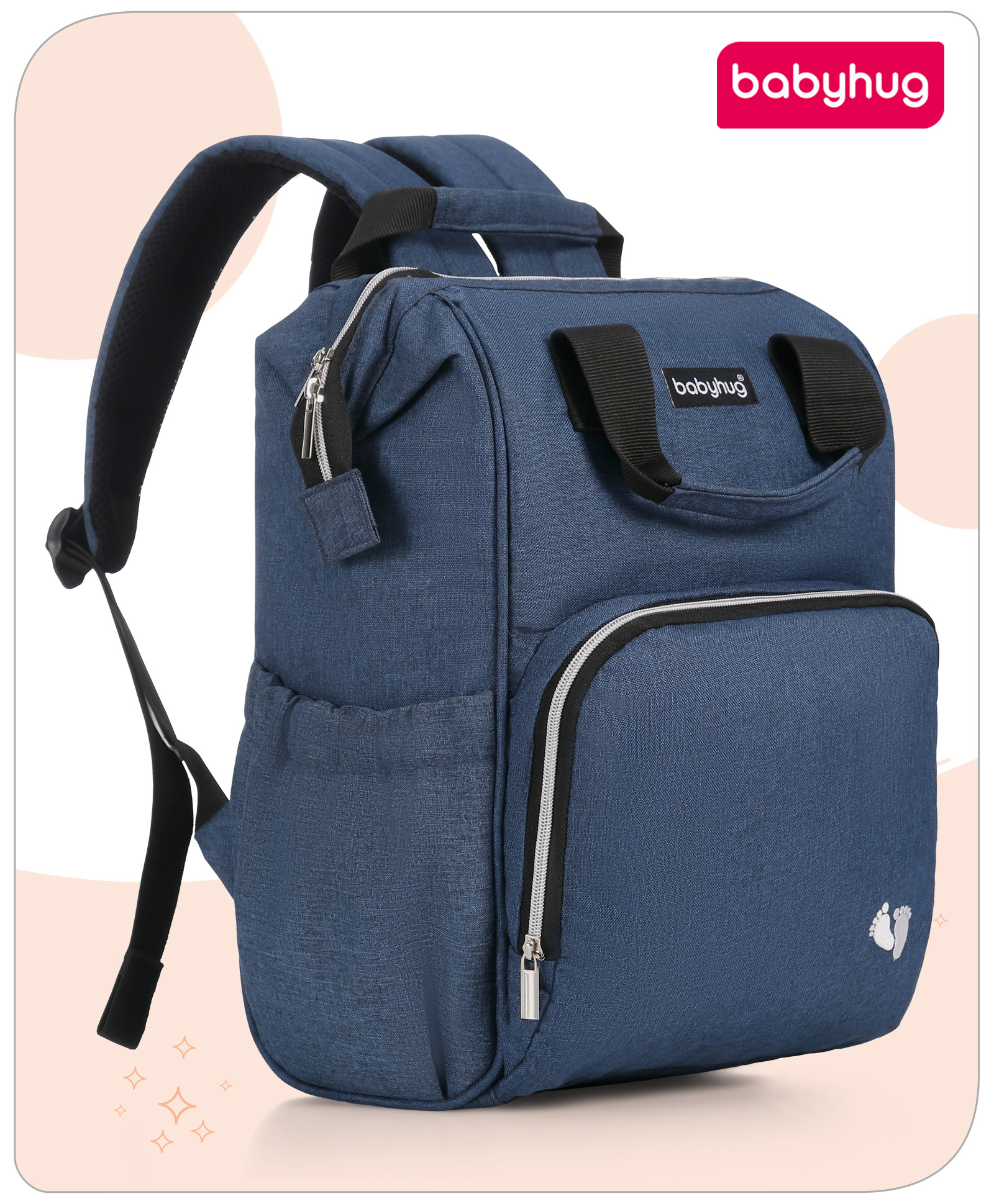 Babyhug Multipurpose Diaper Backpack -Denim Blue-image-7