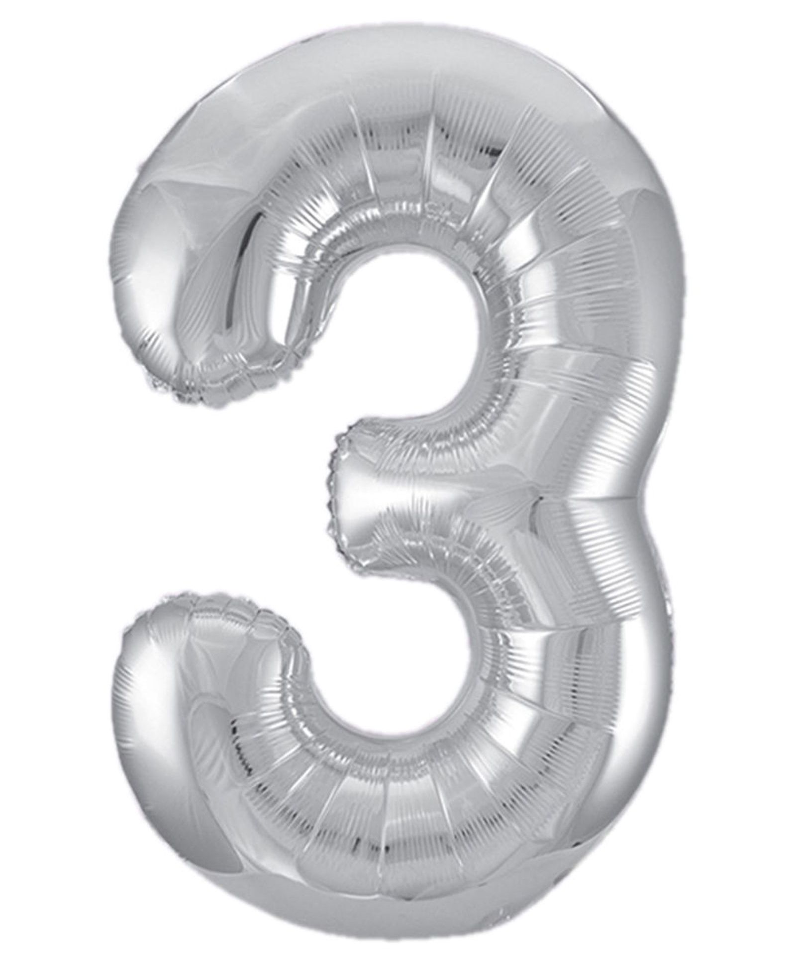 Funcart Foil Balloon Number 3 Shape - Silver-picture-4