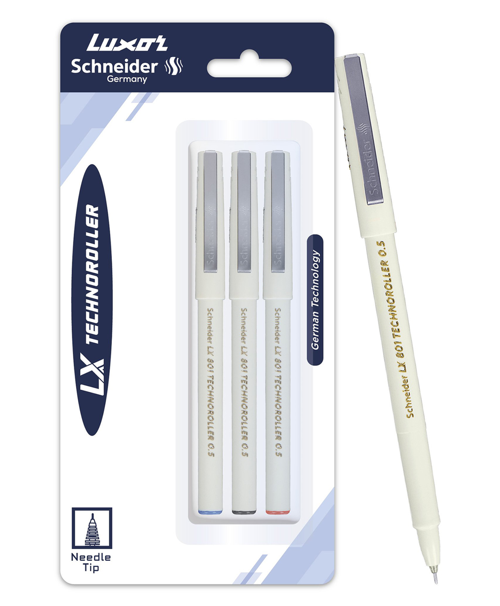 Schneider Luxor Techno Roller Ball Pen Pack of 3 - Blue  Black & Red-image-28