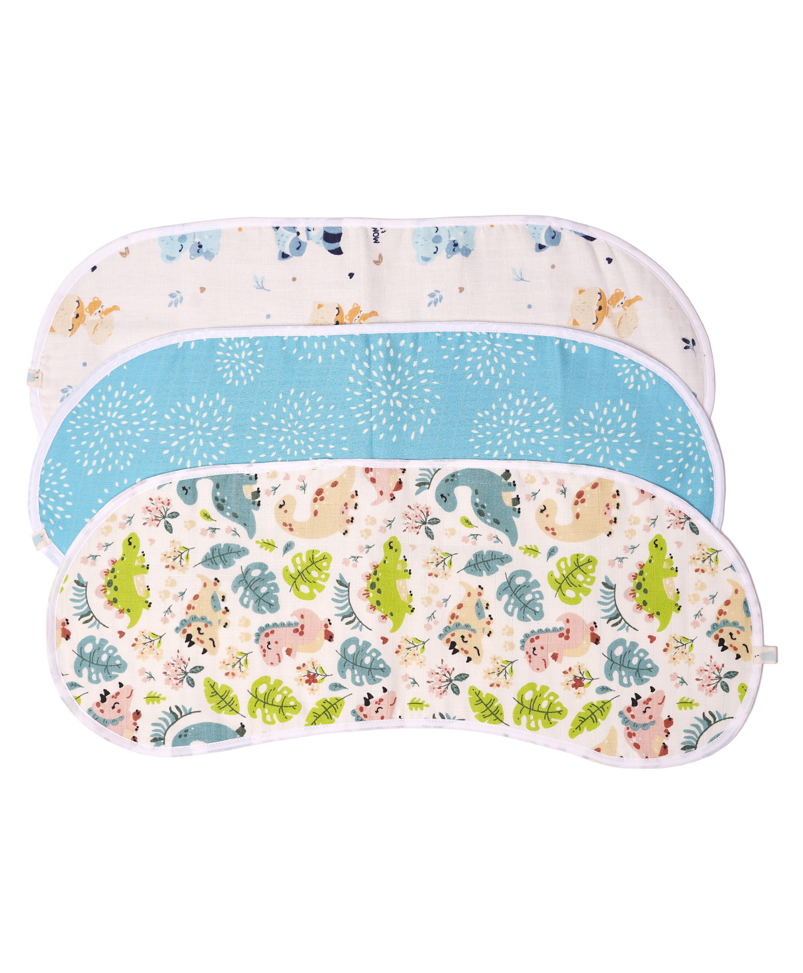 TIDY SLEEP Muslin Burp Cloth-Assorted Colours-Pack of 3-image-45