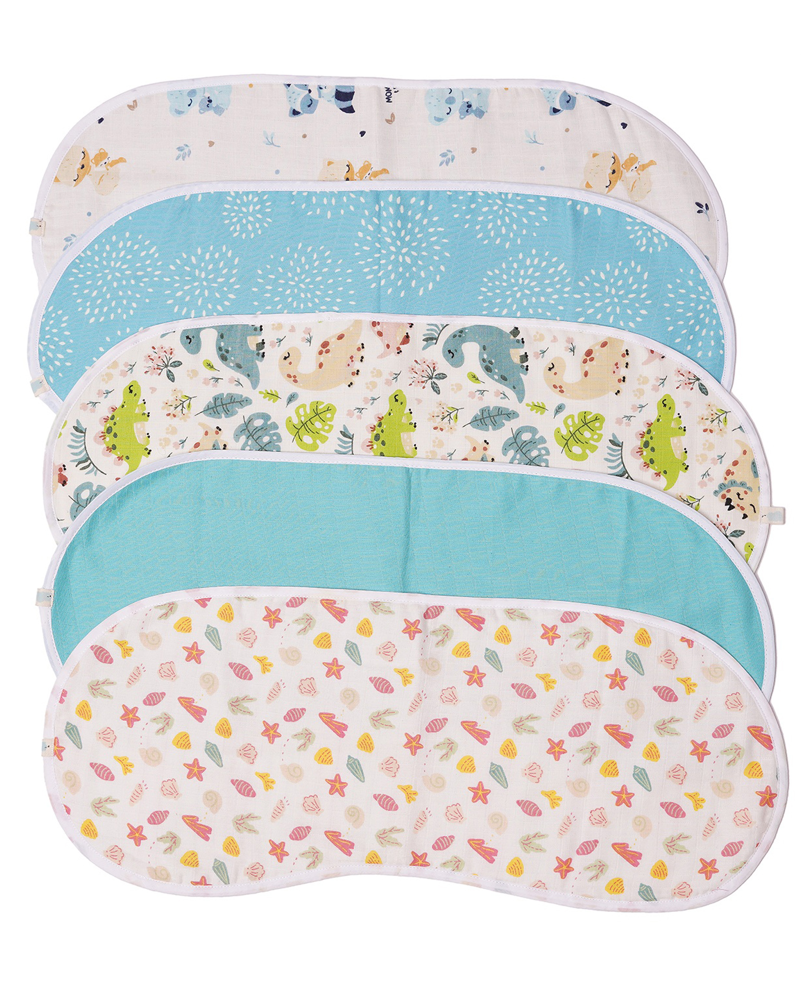 TIDY SLEEP Muslin Burp cloth-Assorted Colours-Pack of 5-image-47