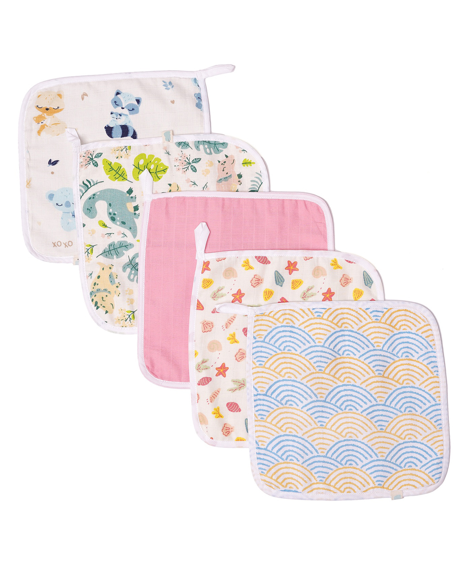 TIDY SLEEP Muslin Face/Wash Cloth-Assorted Colours-Pack of 5-image-28