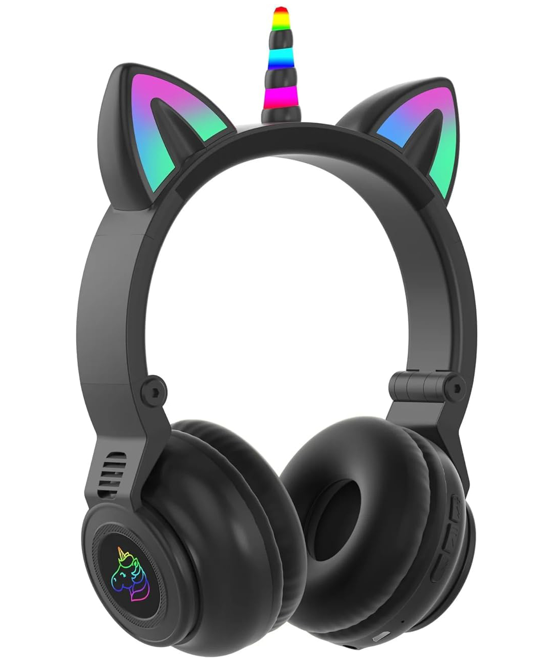 Happy Hues Wireless Headphones- Unicorn Cat Ear Headset with LED Lights-Gaming Headphones, Fashion Bluetooth 5.0 Headset for Kids Wearing-image-3