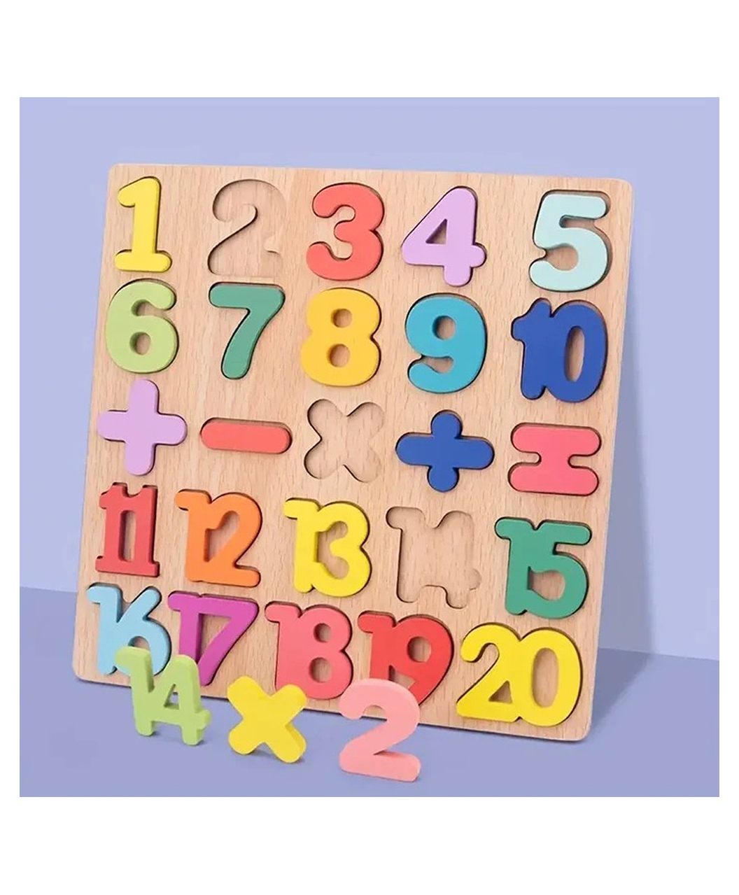 Happy Hues Wooden Puzzle Board -Numbers 1-20 with Math Symbols-Early Educational Toys for Kids- 26 Pcs-image-3