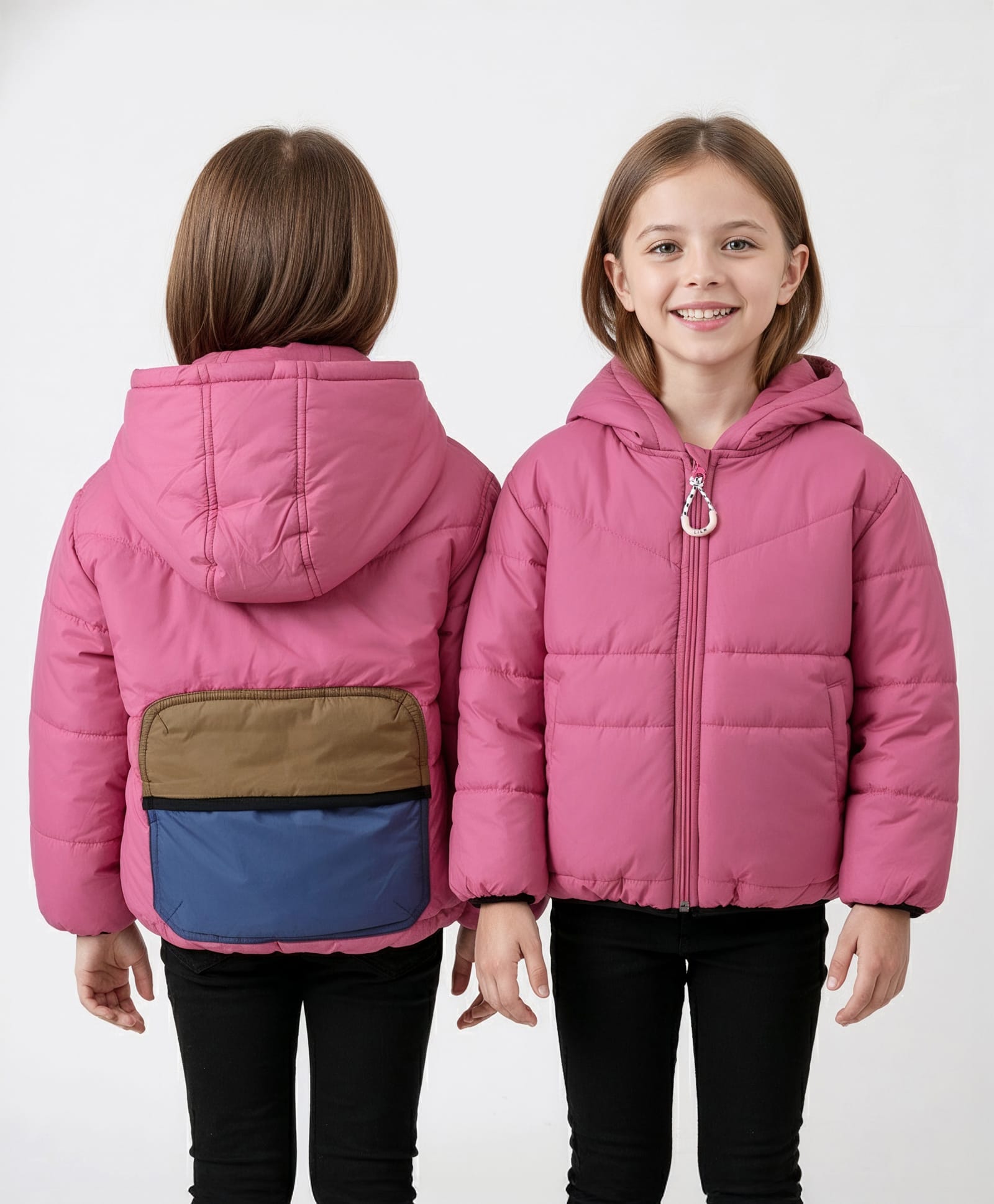 Little Kangaroos Woven Full Sleeves Solid Hooded Jacket - Onion Pink-image-36