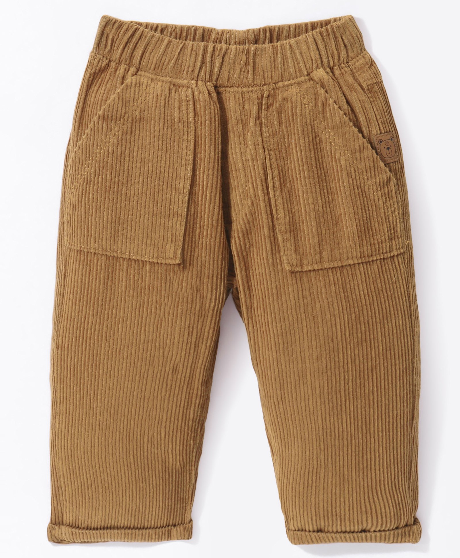Little Kangaroos 100% Cotton Woven Full Length Trouser Pant Solid Colour with Bear Patch - Khaki-image-26