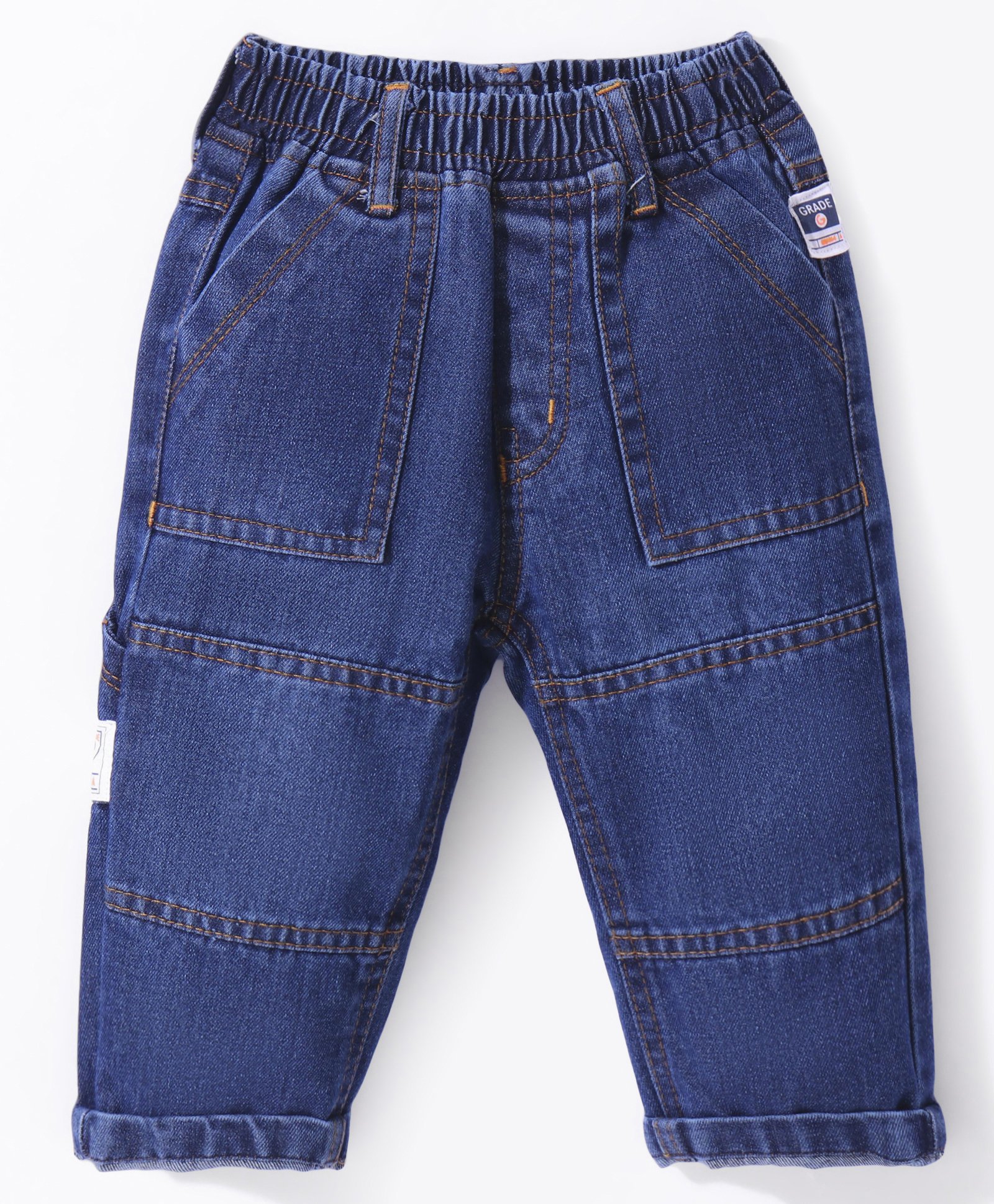 Little Kangaroos 100% Cotton Full Length Denim Jeans Solid Colour - Dark Blue-picture-21