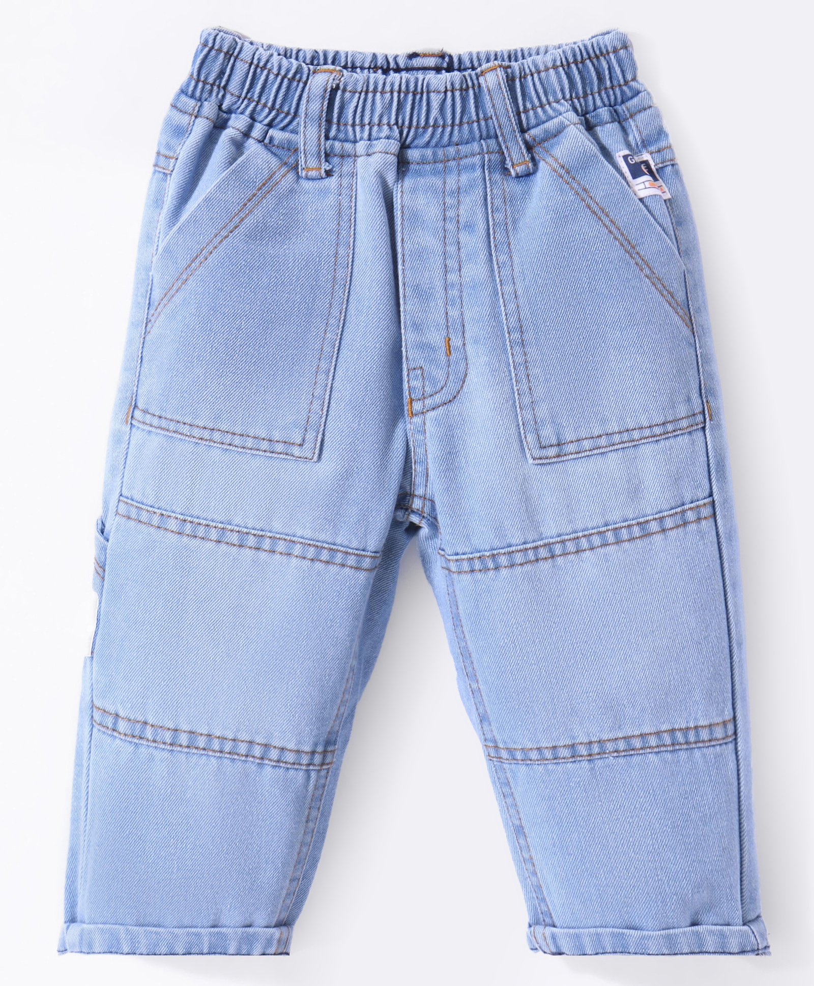 Little Kangaroos 100% Cotton Full Length Denim Jeans Solid Colour - Dark Blue-picture-28