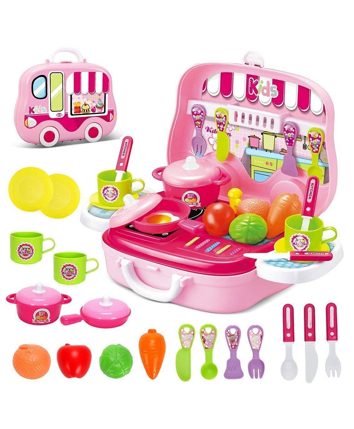 Sanjary Kitchen Set 21 pcs with Briefcase and Accessories for Kids-Color & Design May Vary-image-21