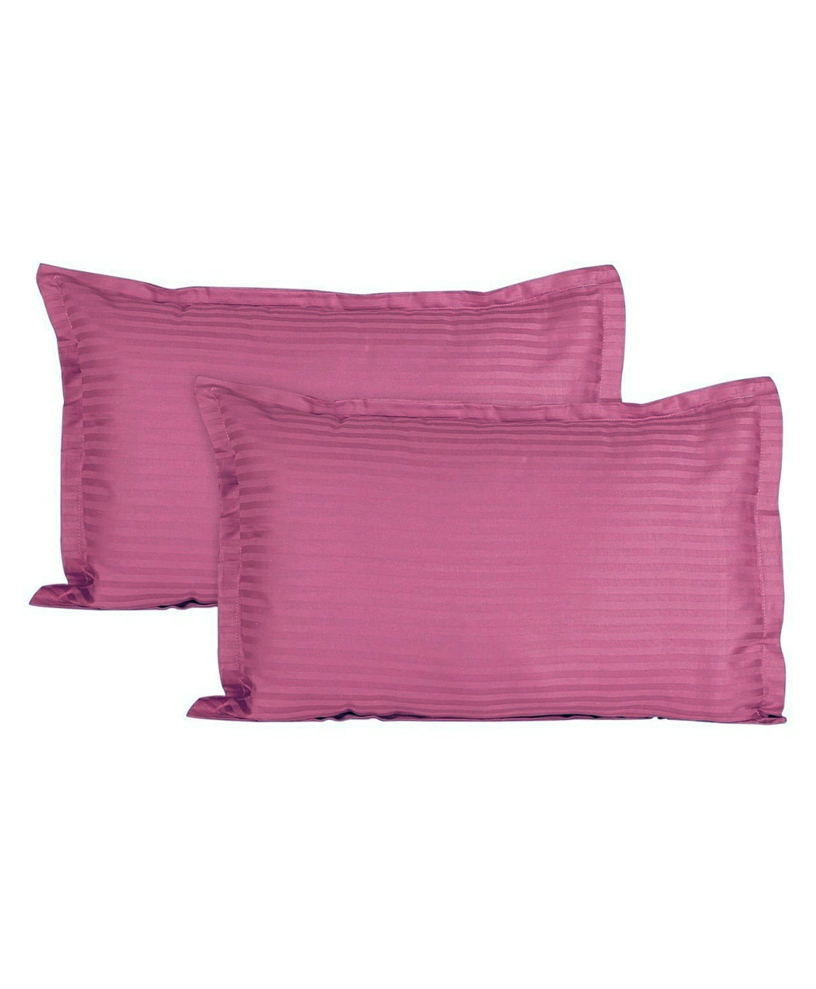 Trance Home Linen 200 TC Cotton Satin Stripe Pillow Covers - Rose Pink-image-5