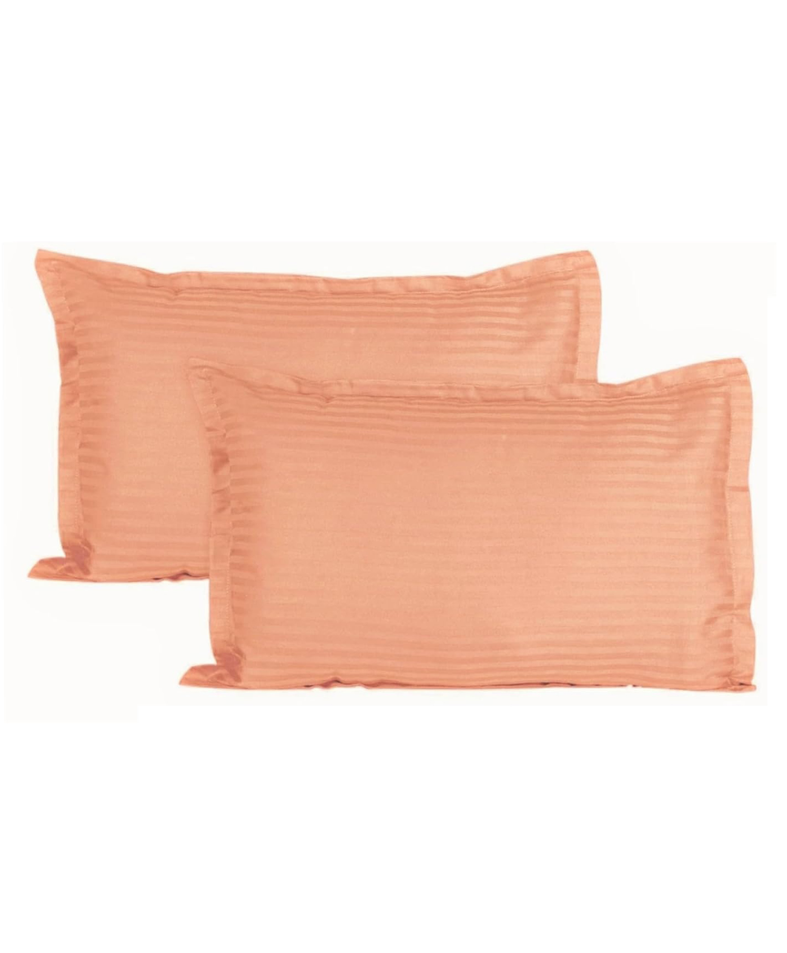 Trance Home Linen 200 TC Cotton Satin Stripe Pillow Covers - Peach-image-48