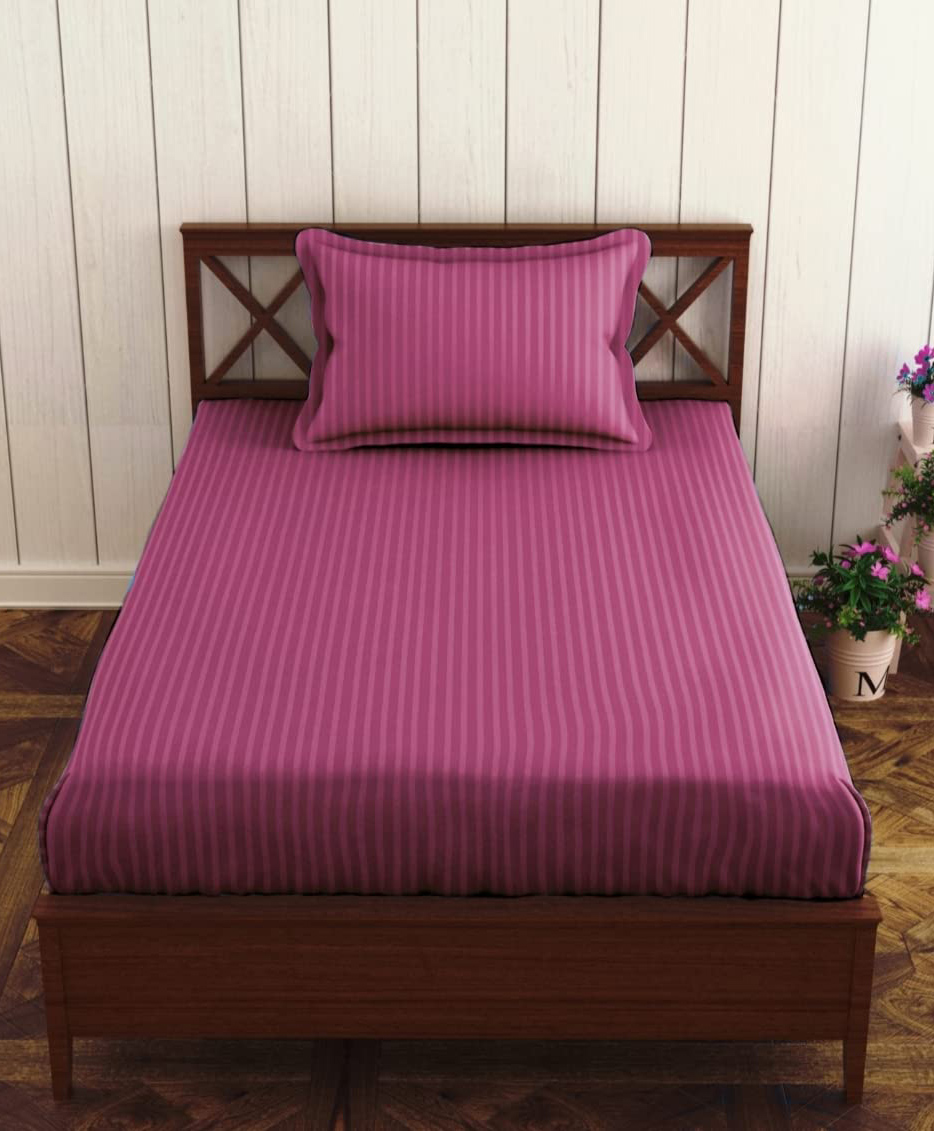 Trance Home Linen Single Flat Bedsheet with 1 Pillow Cover - Rose Pink-picture-7