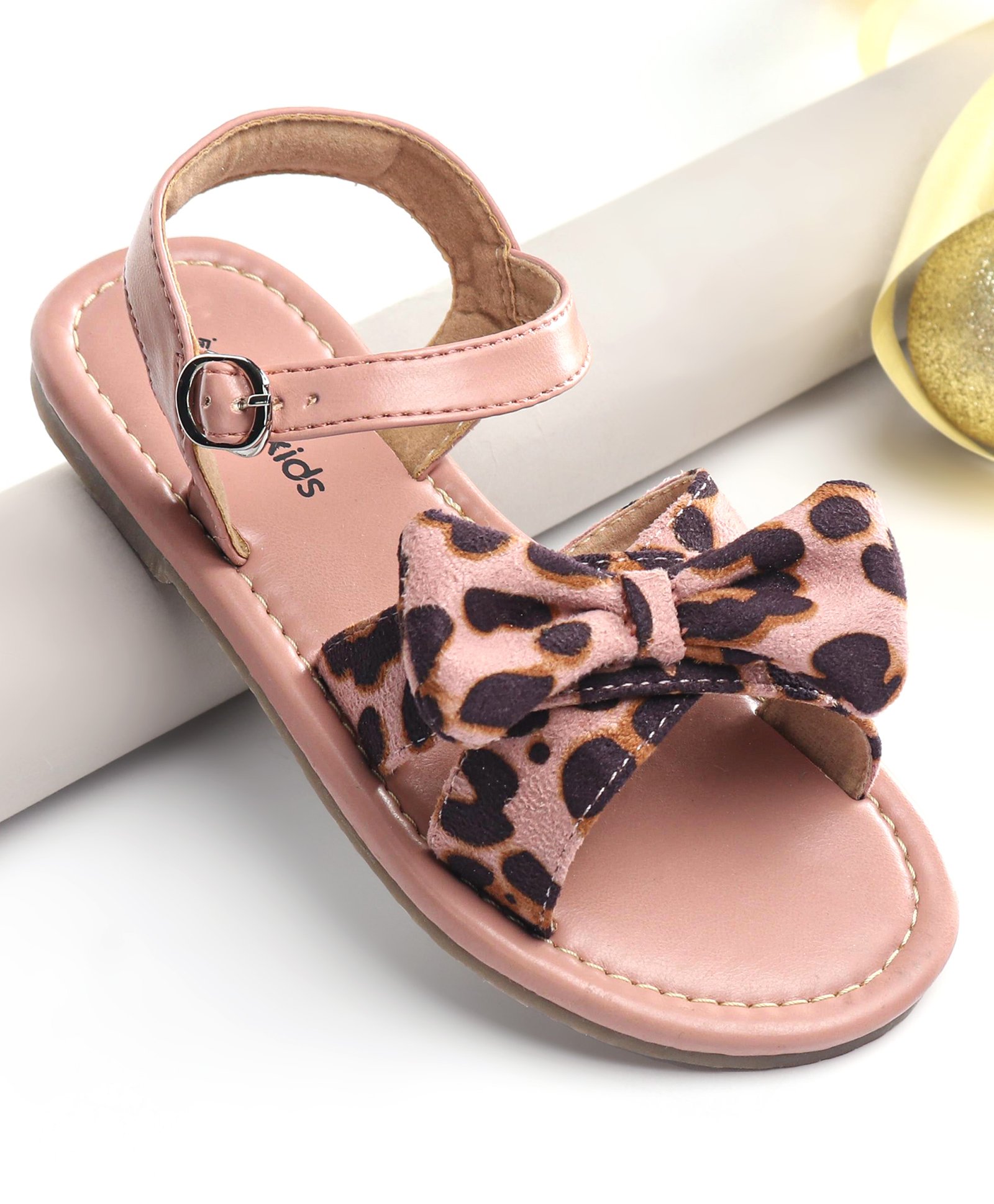 Pine Kids Buckle Closure Sandals with Bow Applique - Pink-picture-36