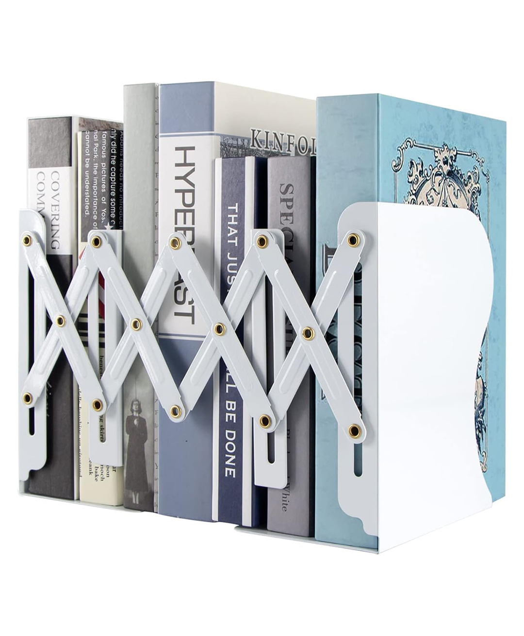 KolorFish Expandable Metal Bookends, Adjustable Book Ends Heavy Duty Book Holder Desktop Book Stand Non-Skid Desk Organizer for Kids Student Office School Bookshelf Book Storage (Astronaut)-picture-13