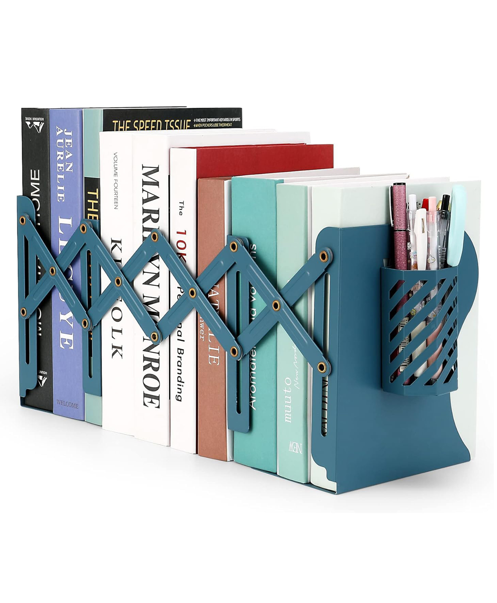 KolorFish Adjustable Book Ends, Metal Bookends for Heavy Books, Desk Book Holder for Shelves, Book Organizer for Desk, Suitable for Office, Home and School Use (Black)-image-9