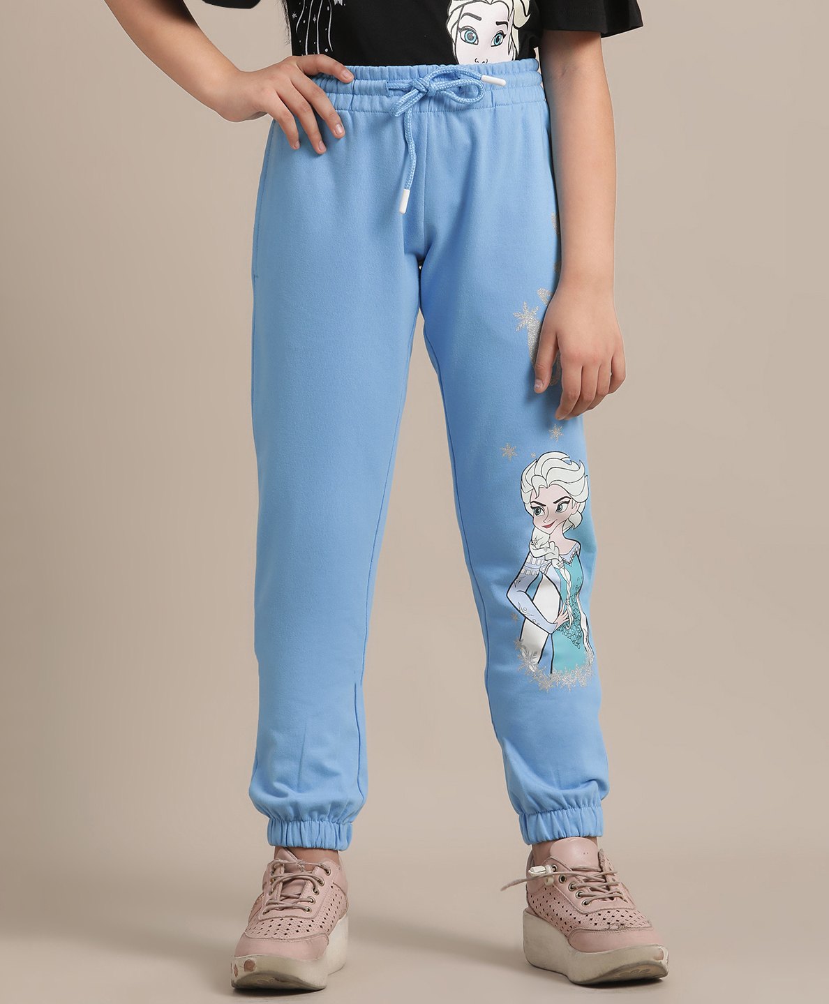 Kidsville Frozen Featuring Elsa Printed Joggers - Blue-image-18