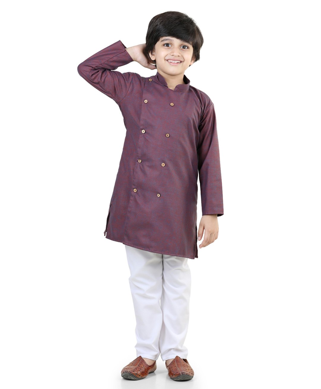 BownBee Full Sleeves Solid Kurta Pyjama - Purple-picture-14